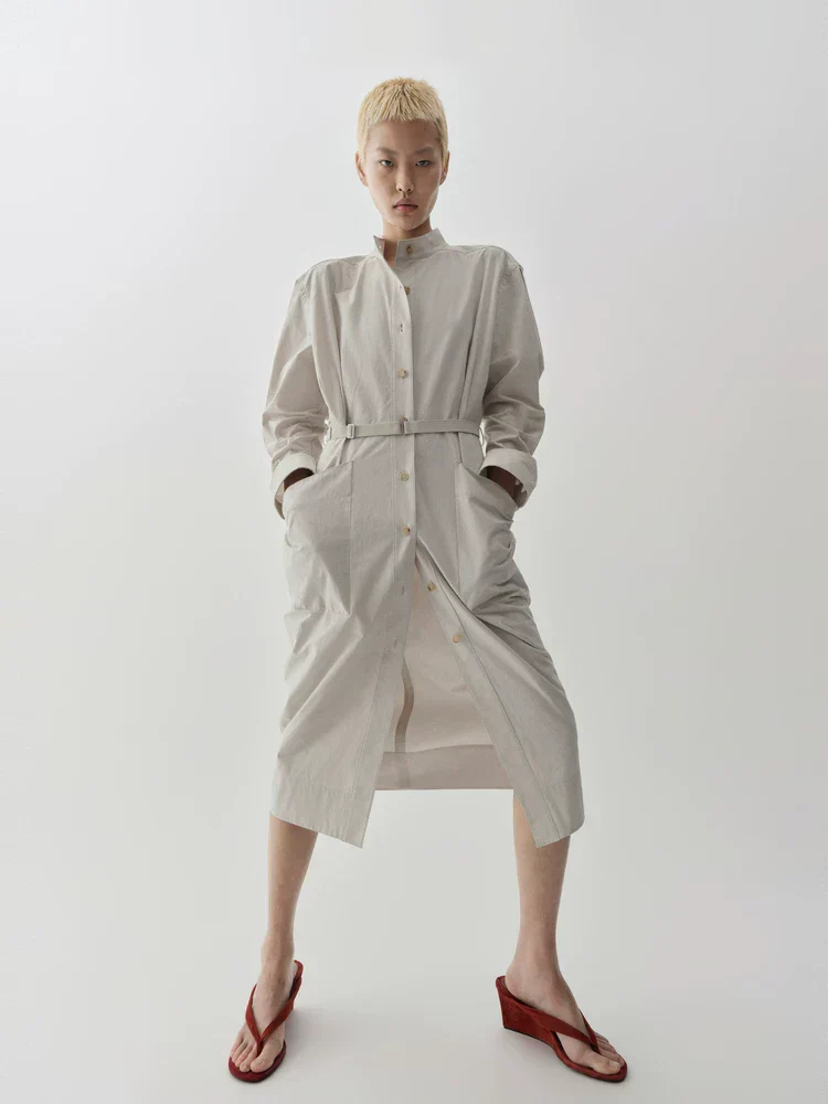 V-Back Belted Shirt Dress - Image 2