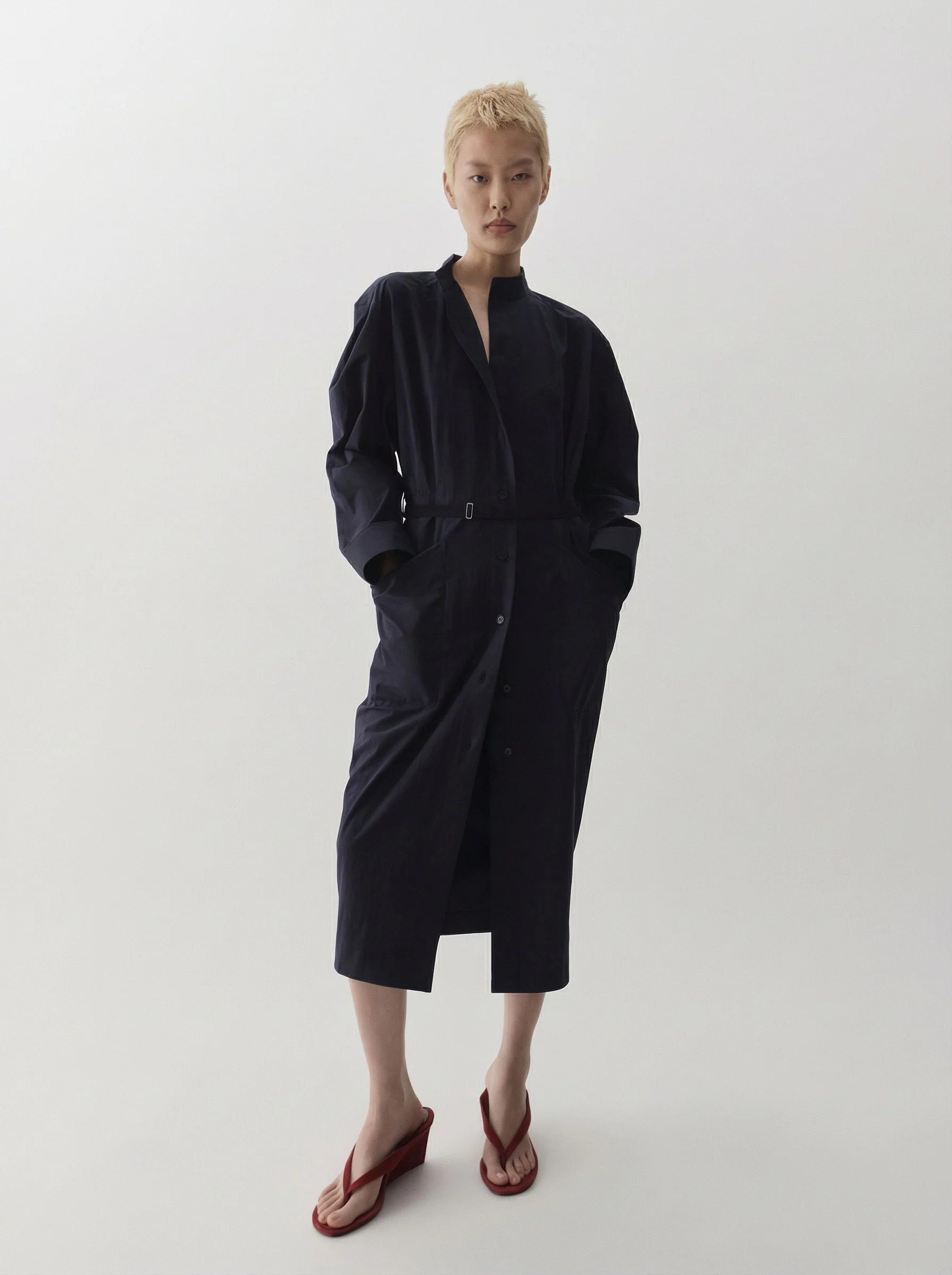 V-Back Belted Shirt Dress - Image 3
