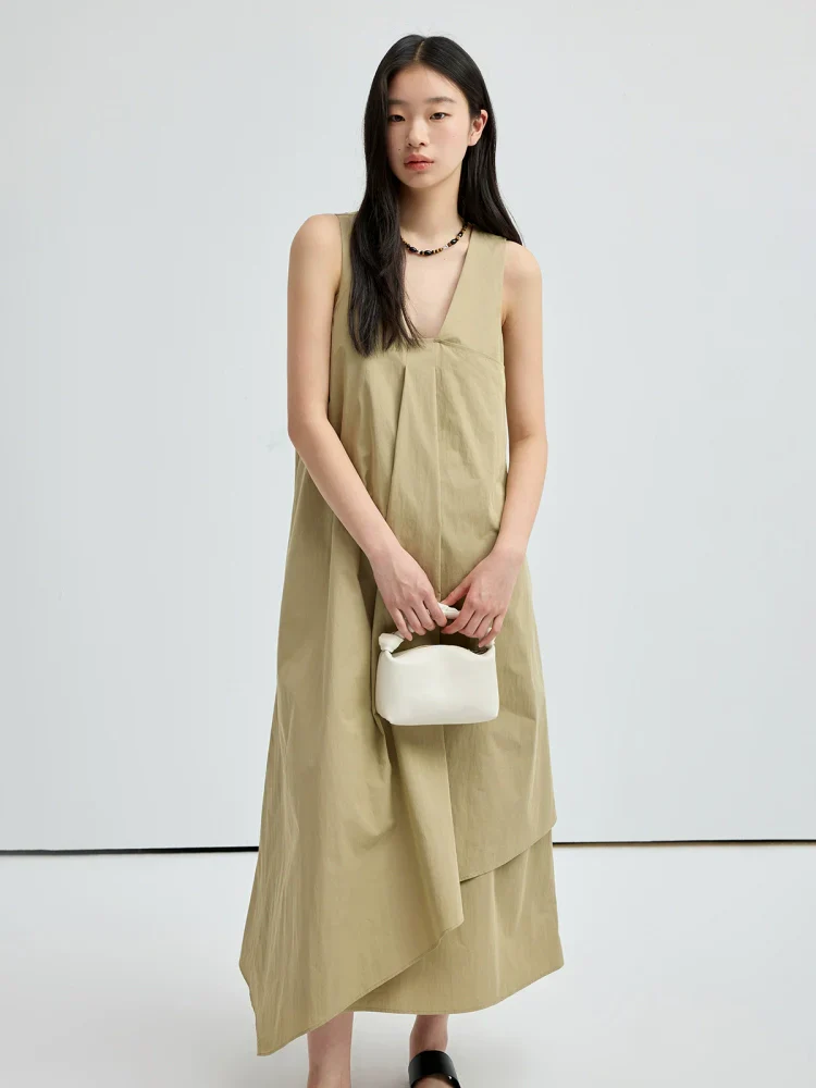 V-Neck Asymmetric Draped Dress - Image 3