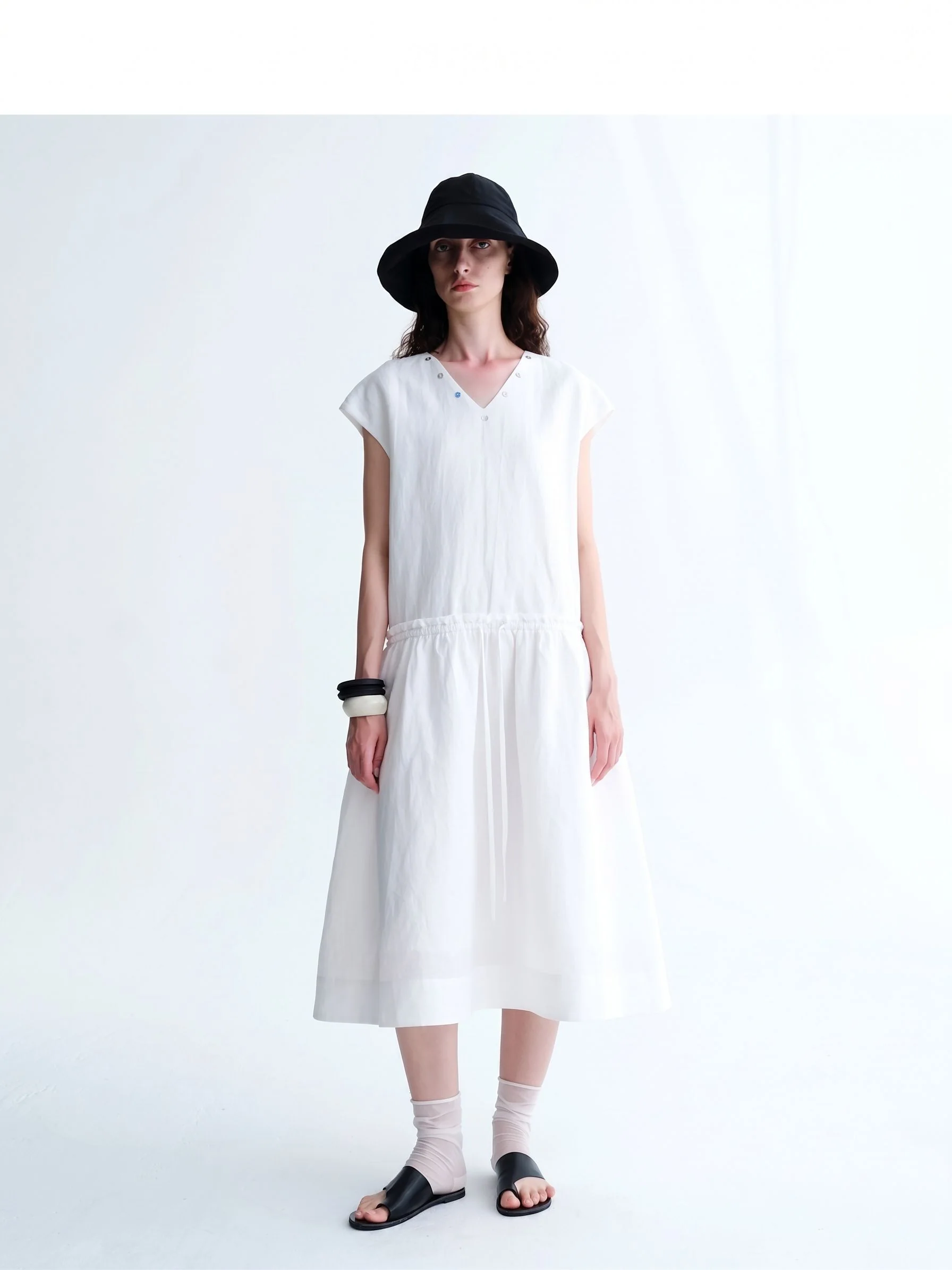 V-Neck Drawstring Dress - Image 2