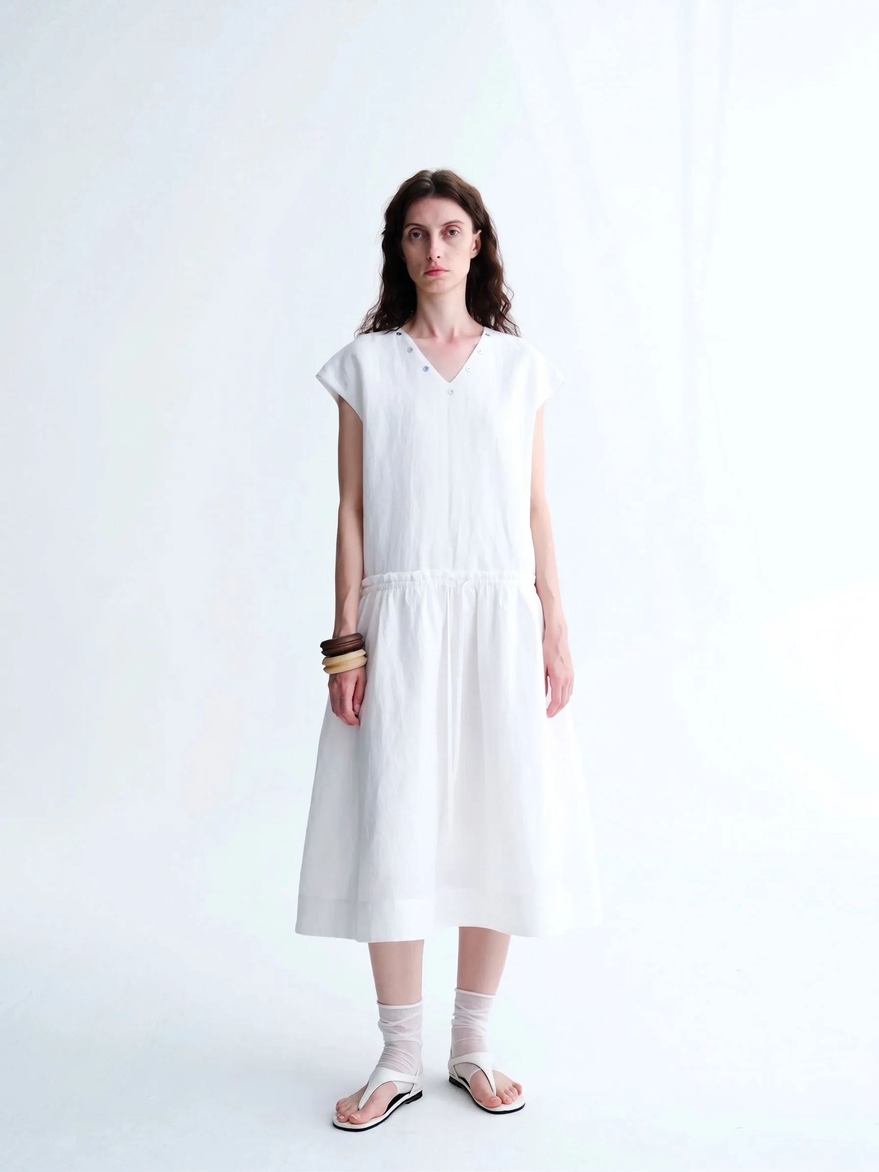 V-Neck Drawstring Dress - Image 3