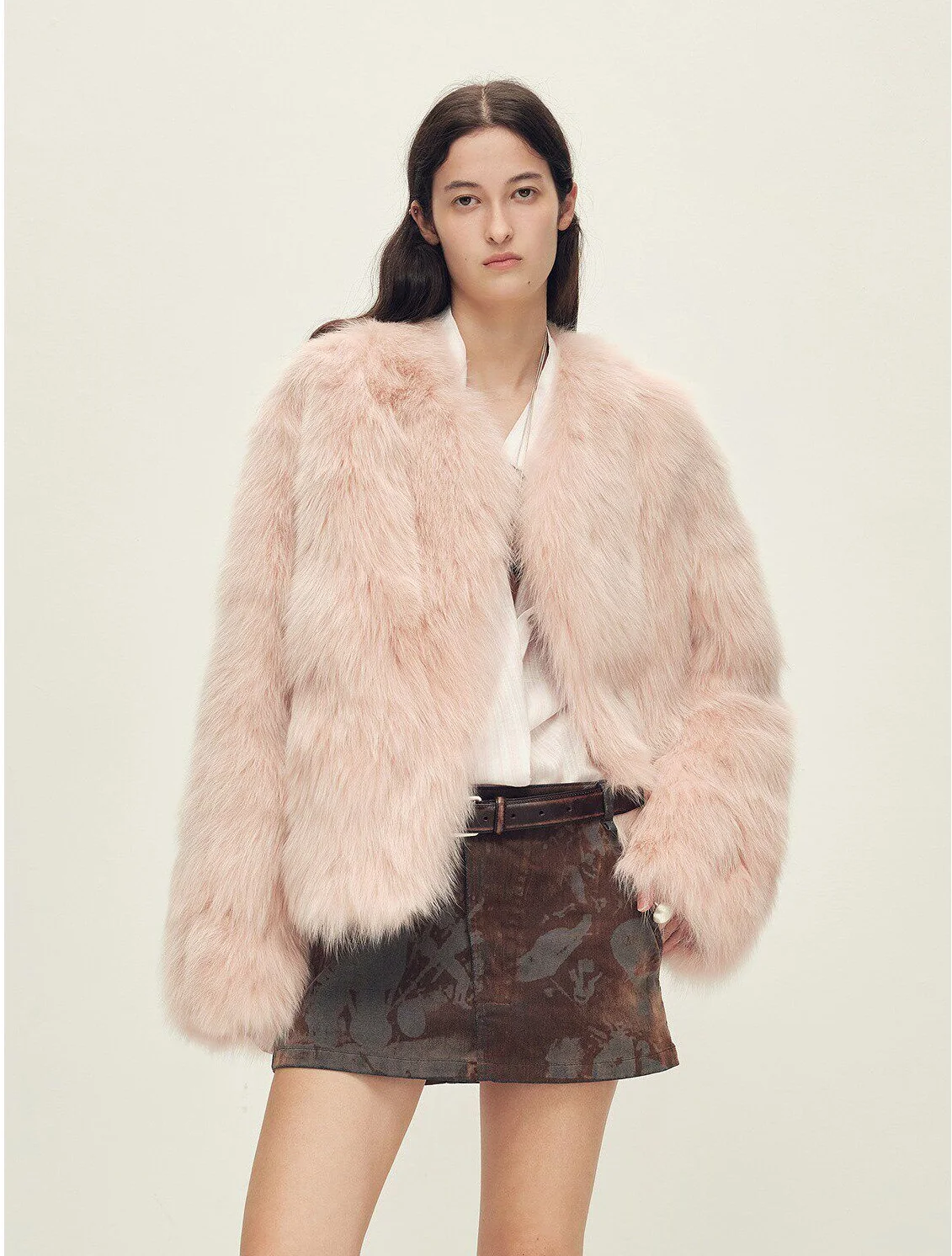 V-Neck Fur Jacket - Image 10
