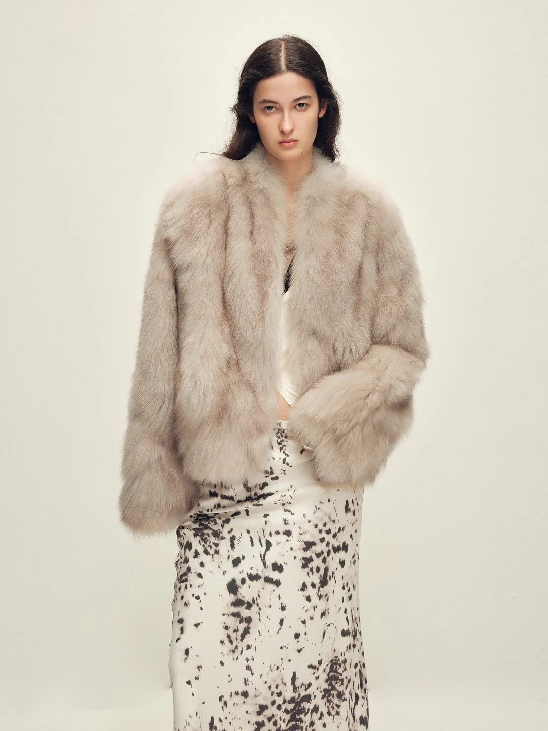 V-Neck Fur Jacket