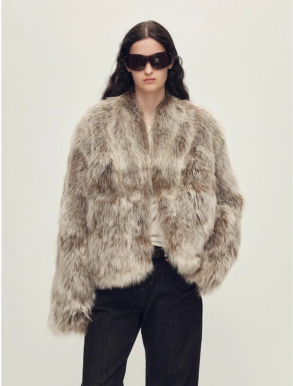 V-Neck Fur Jacket - Image 7