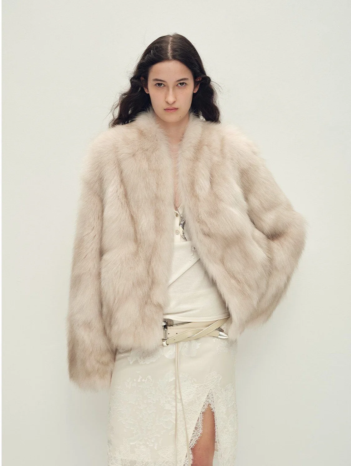 V-Neck Fur Jacket - Image 8