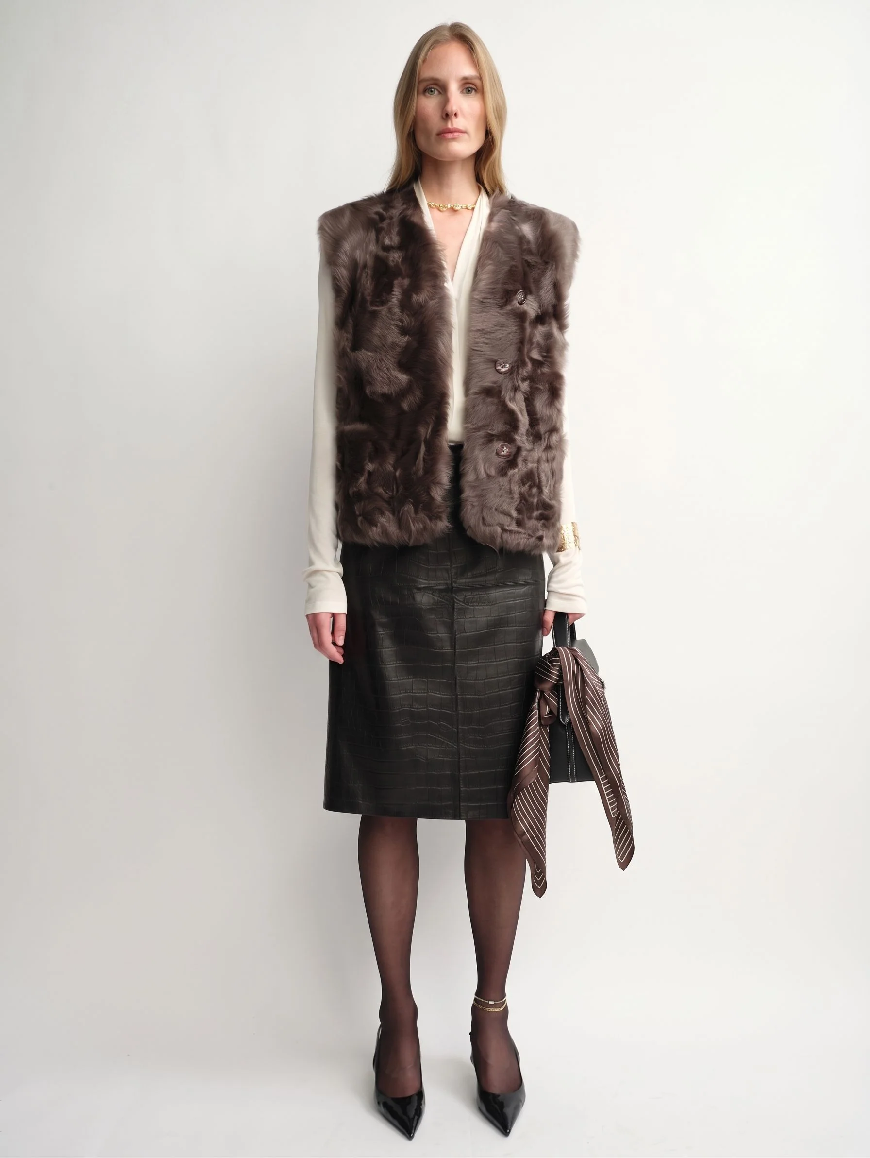 V-Neck Fur Vest