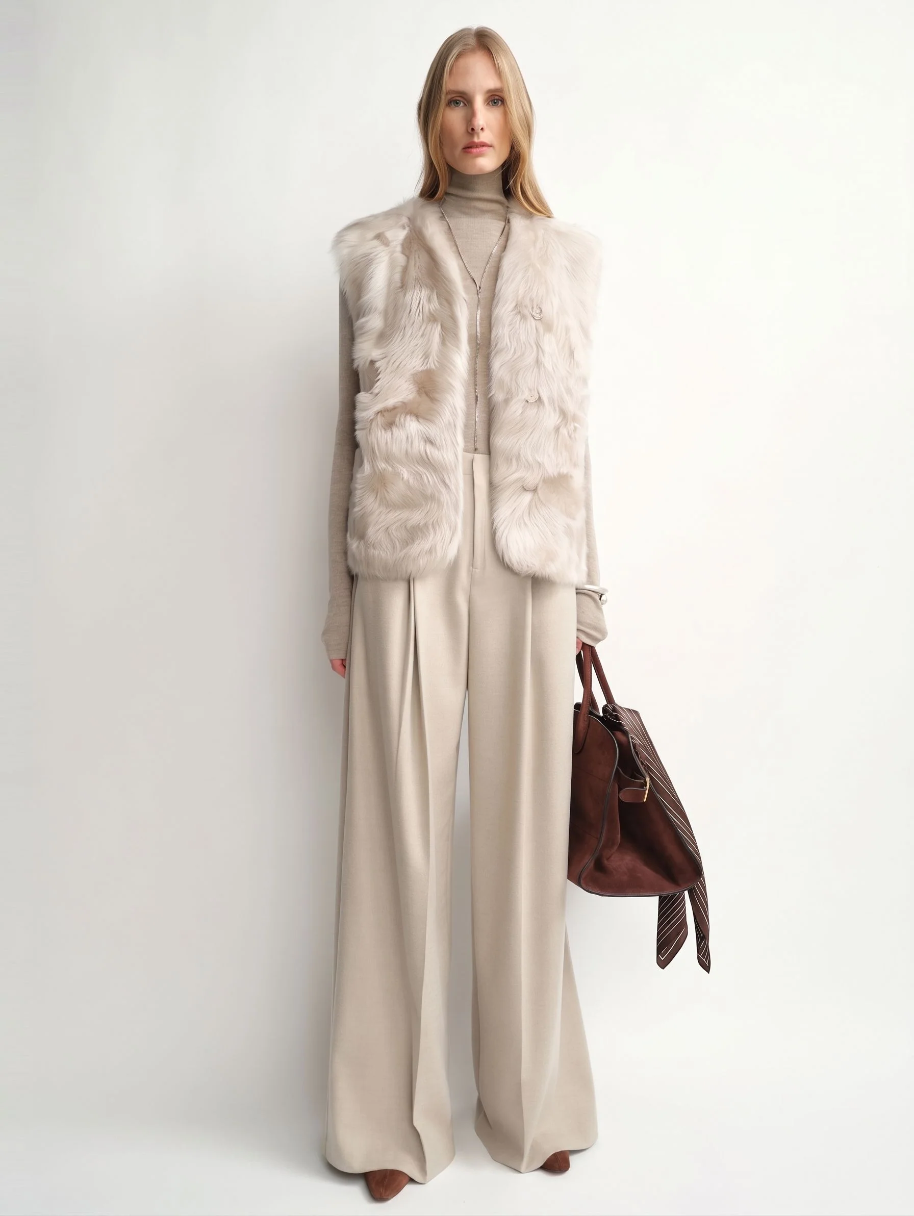 V-Neck Fur Vest - Image 2