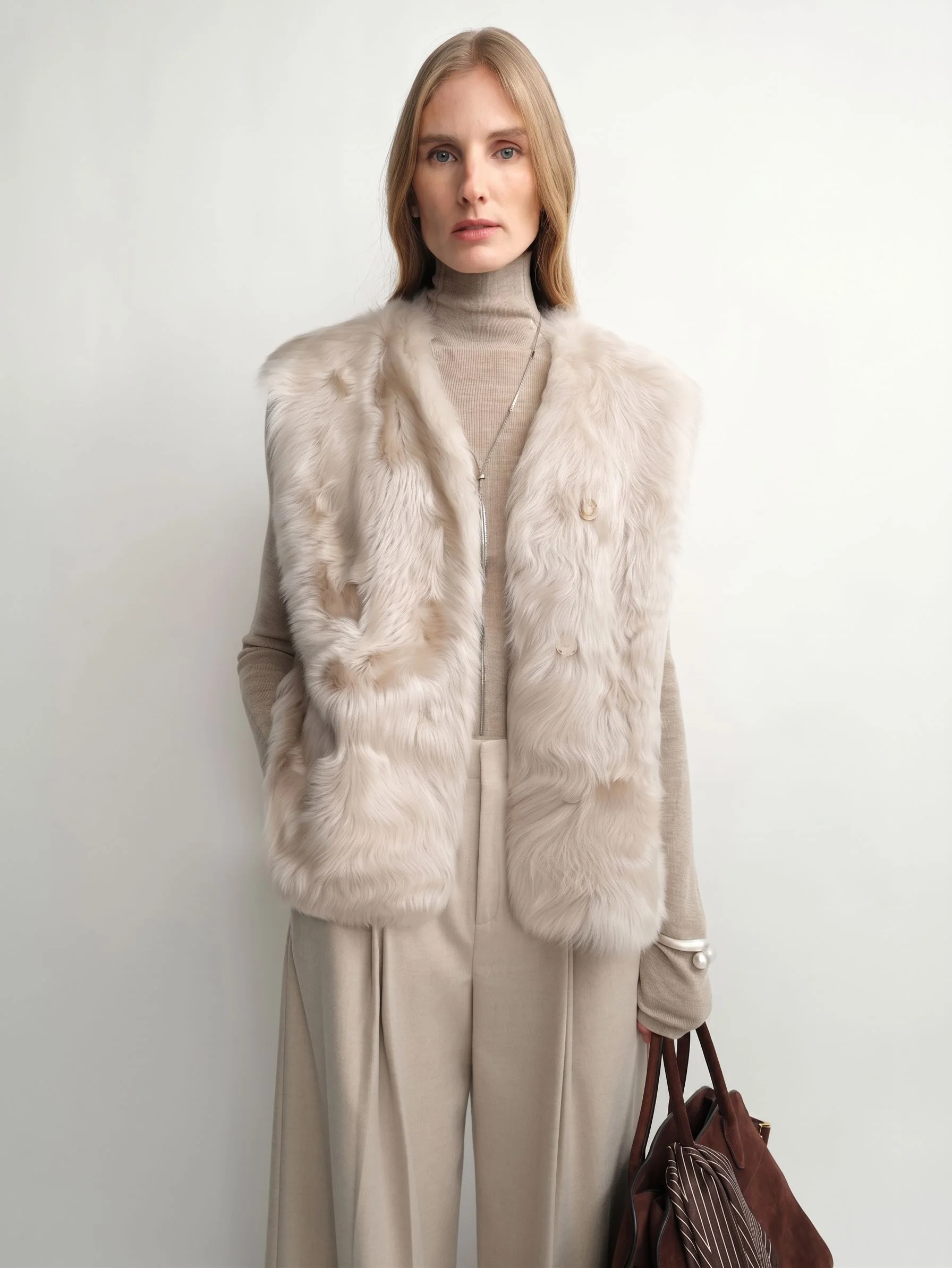 V-Neck Fur Vest - Image 3