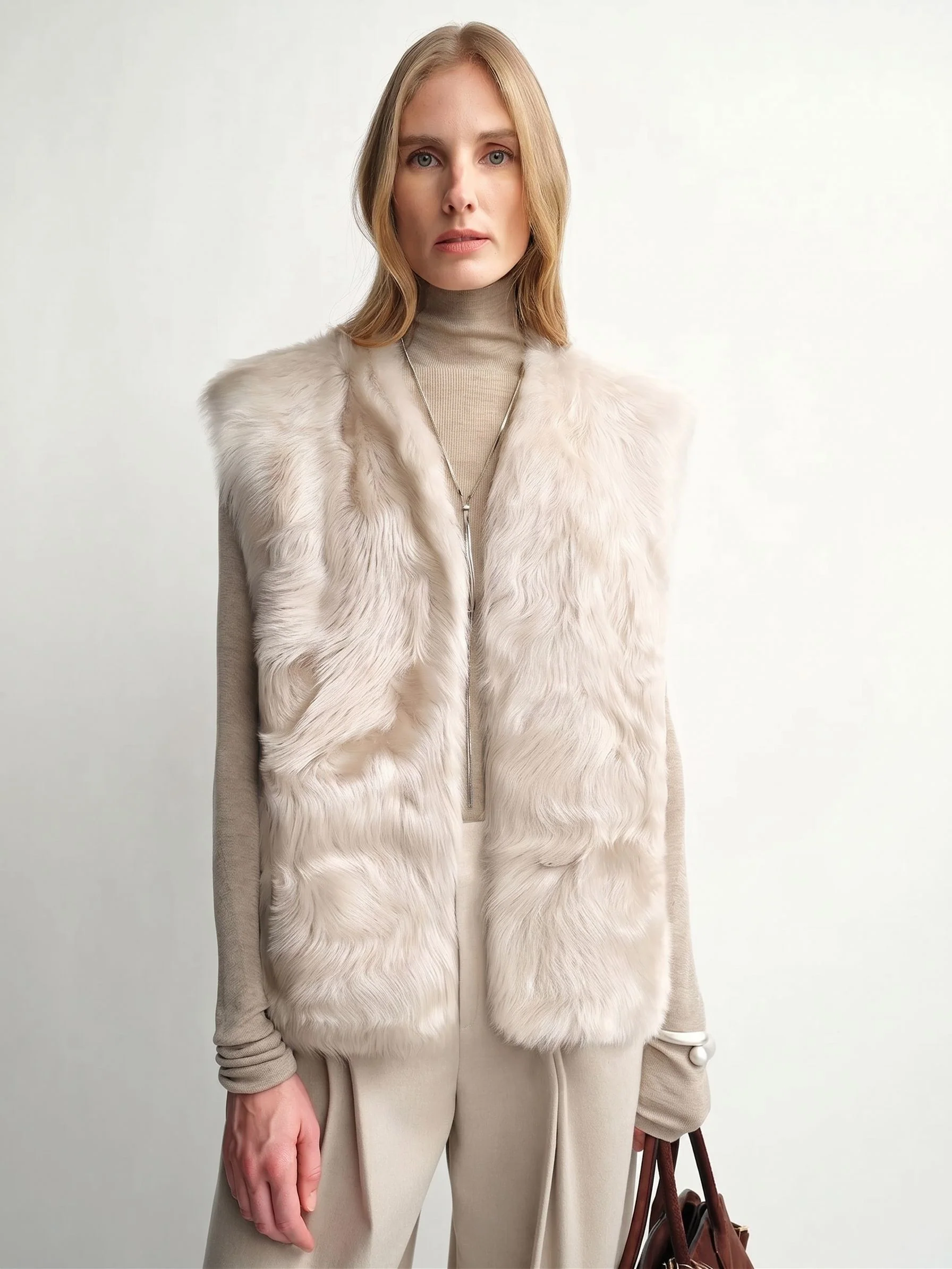 V-Neck Fur Vest - Image 5