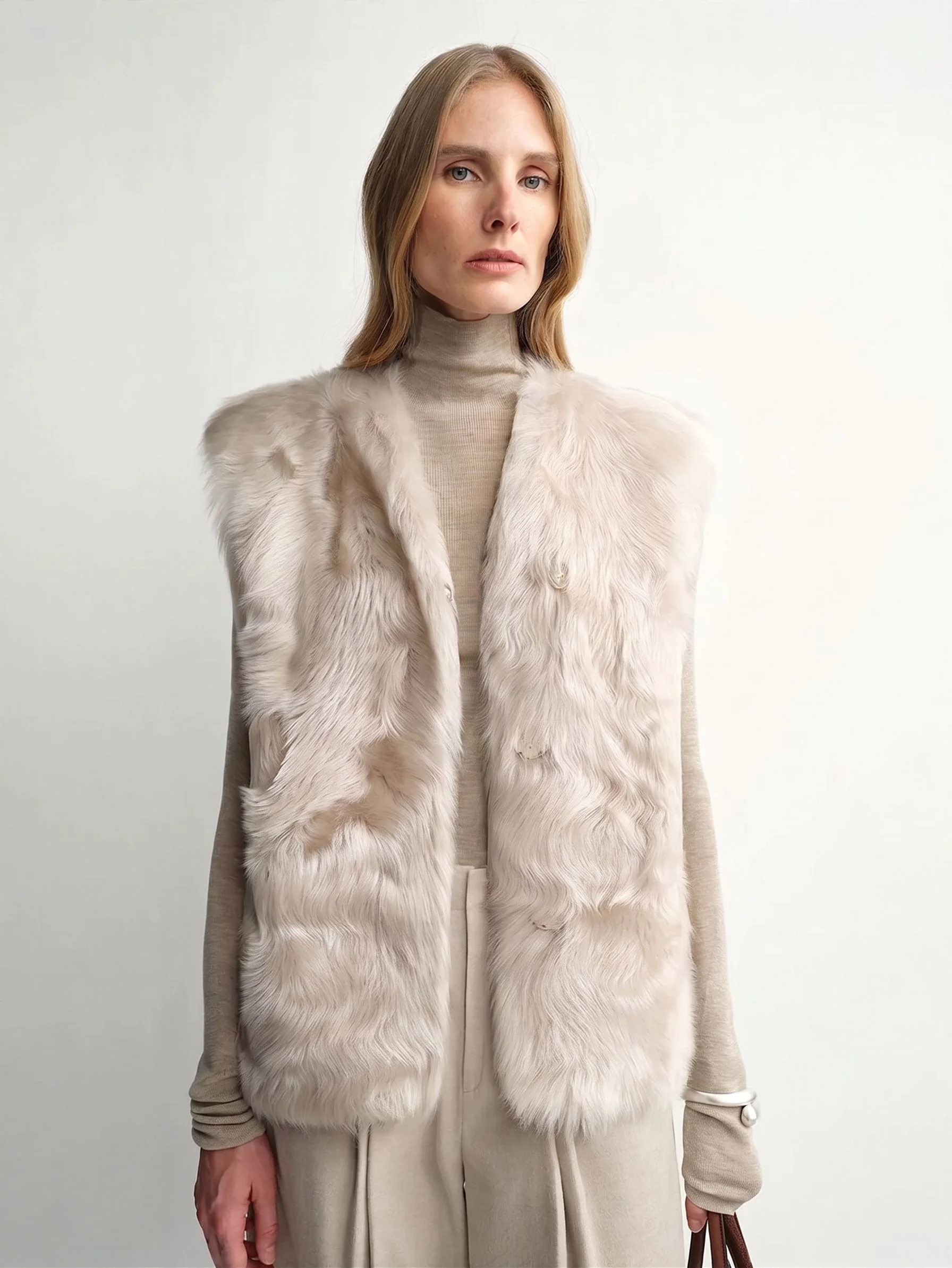 V-Neck Fur Vest - Image 7