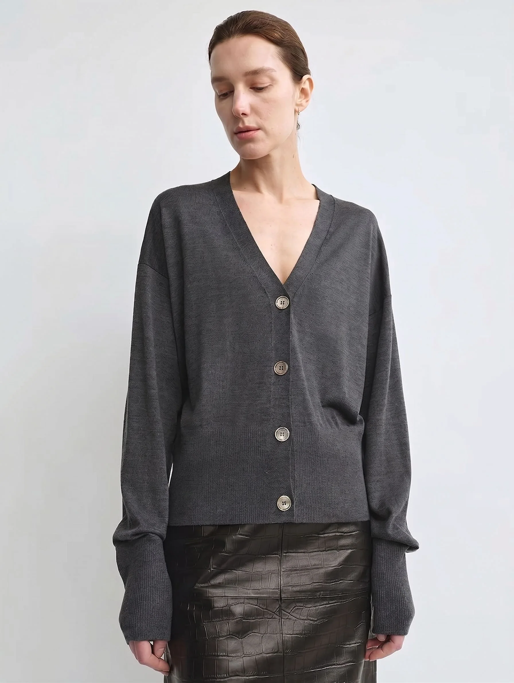 V-Neck Knit Cardigan - Image 7