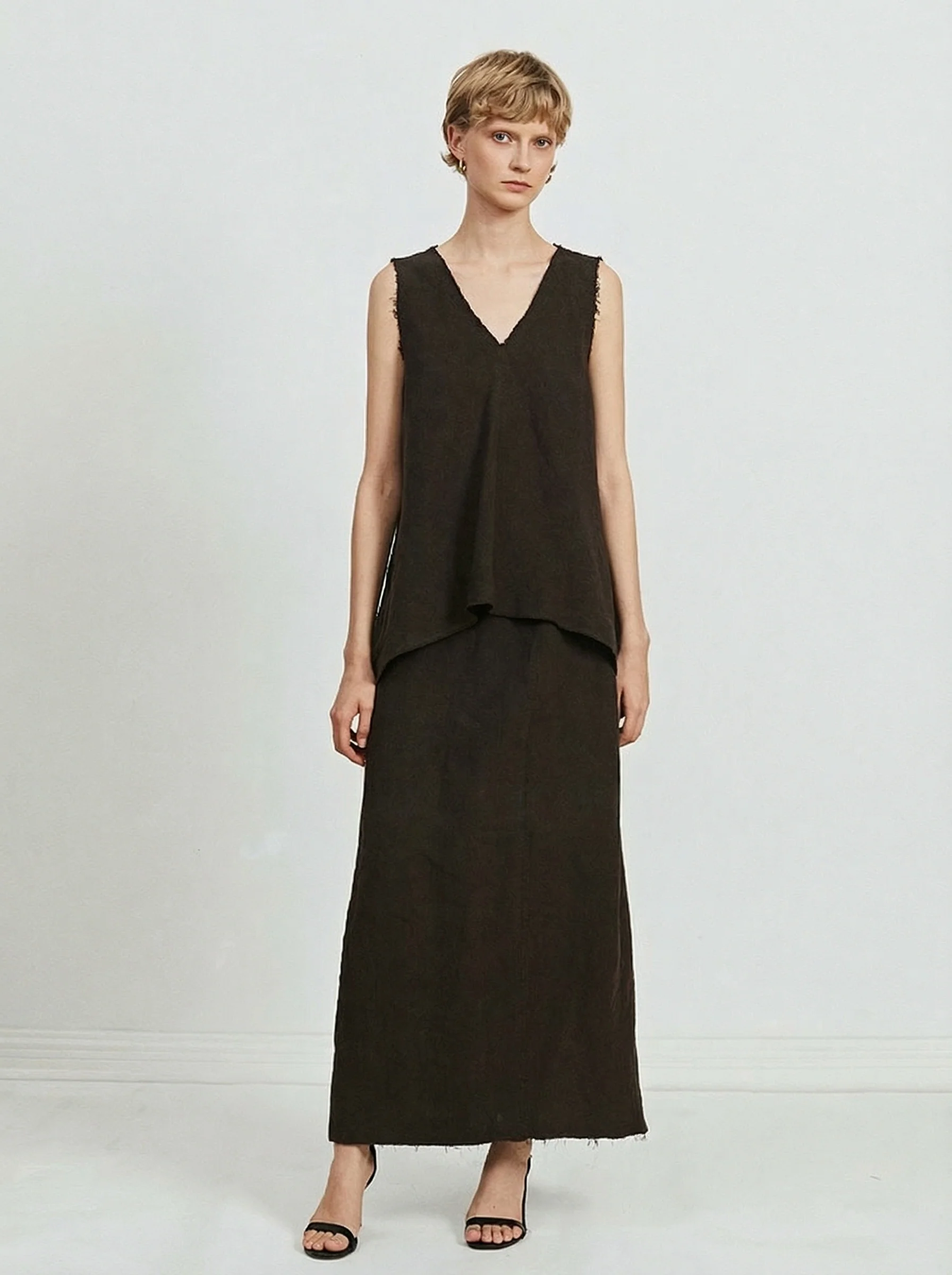 V-Neck Linen Set