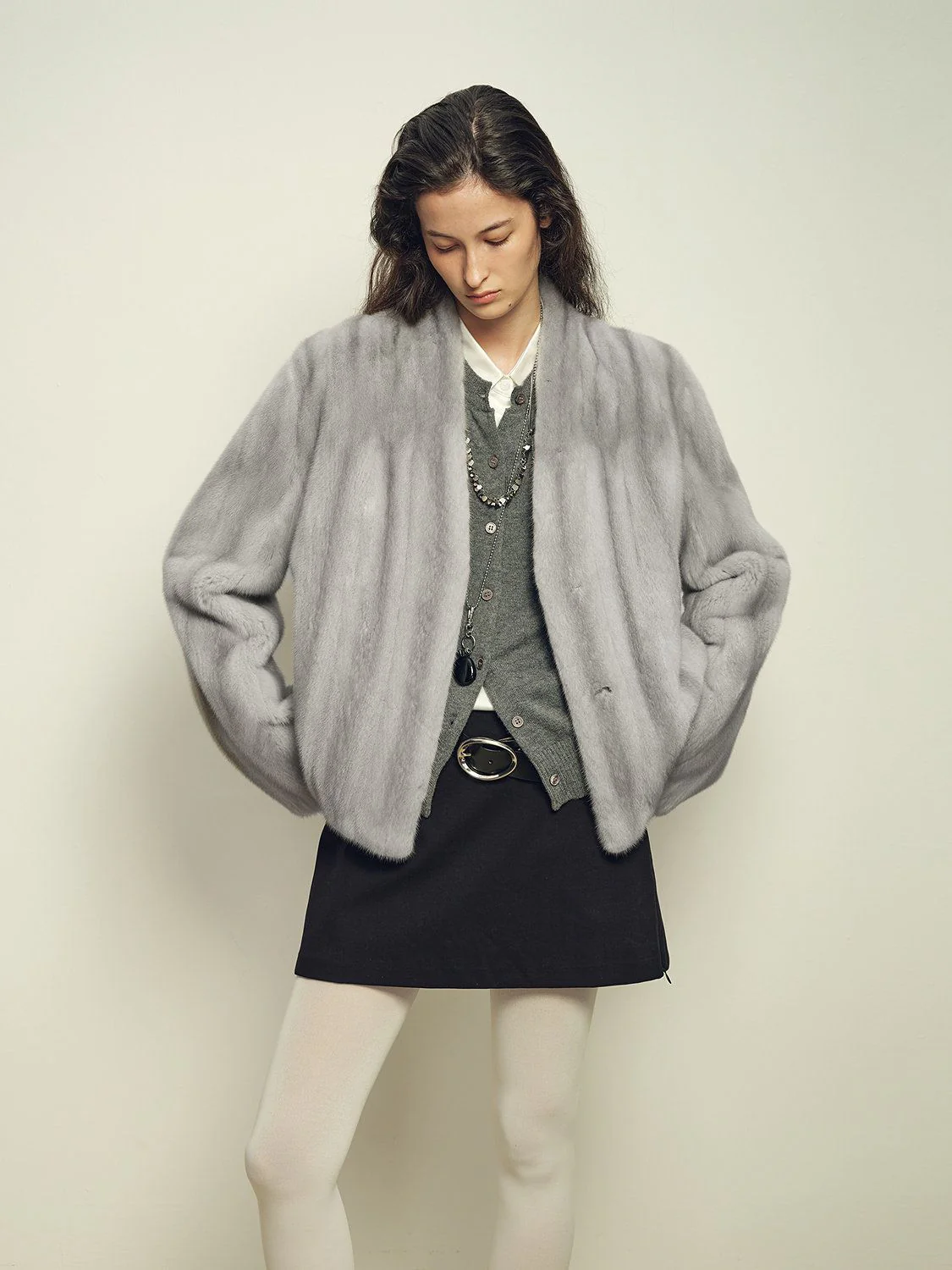 V-Neck Mink Jacket - Image 3