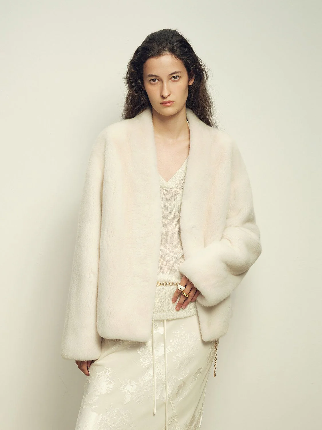 V-Neck Mink Jacket - Image 3
