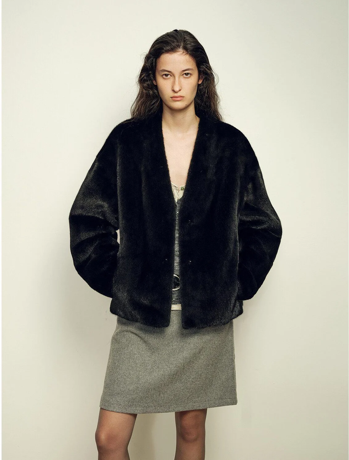 V-Neck Mink Jacket - Image 8