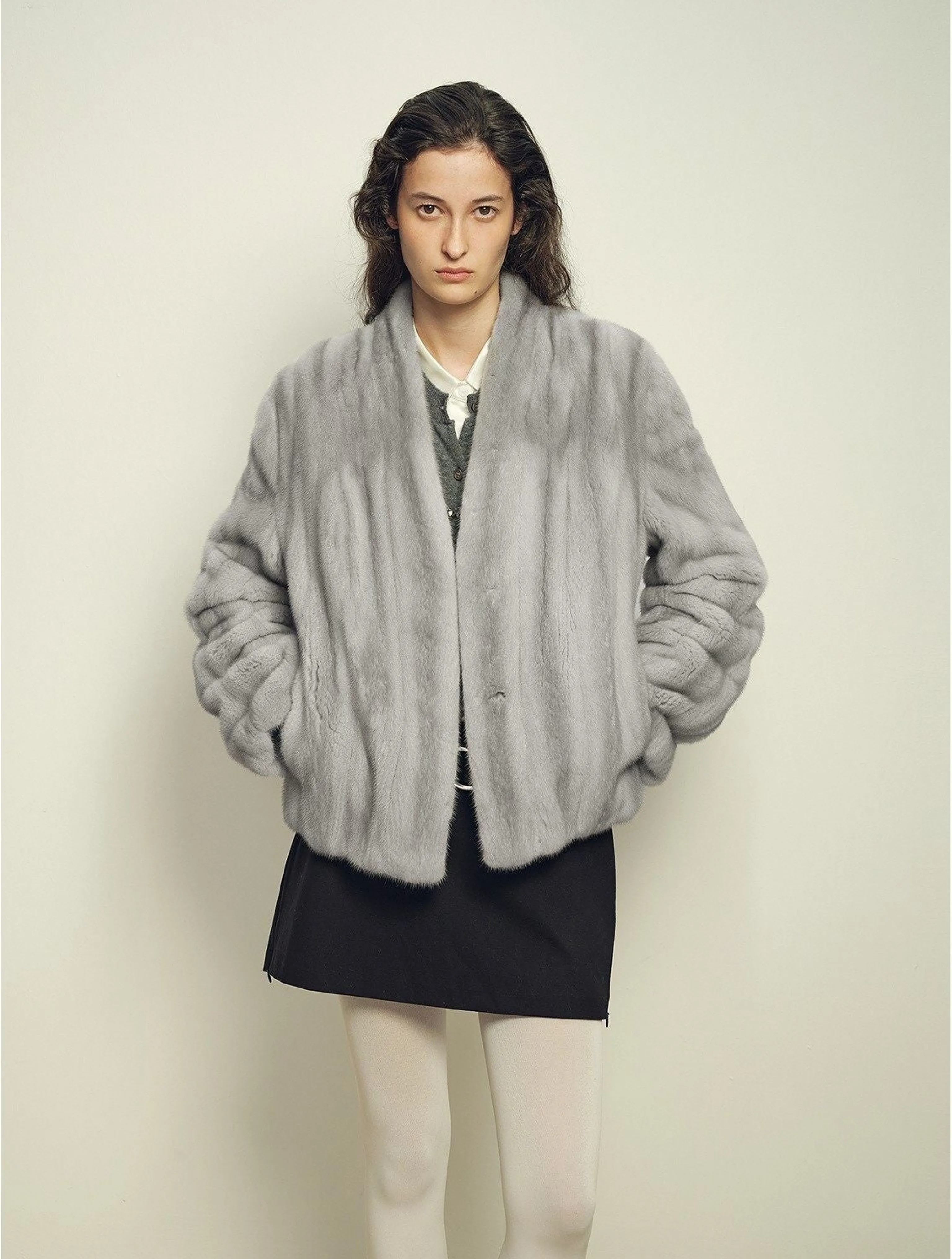 V-Neck Mink Jacket - Image 12