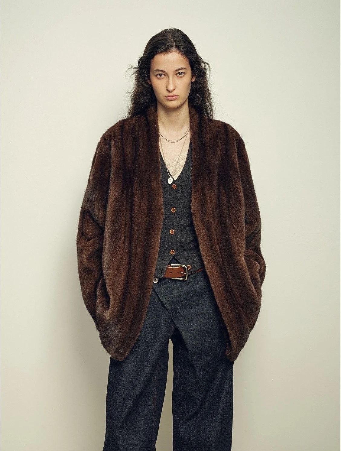 V-Neck Mink Jacket - Image 6