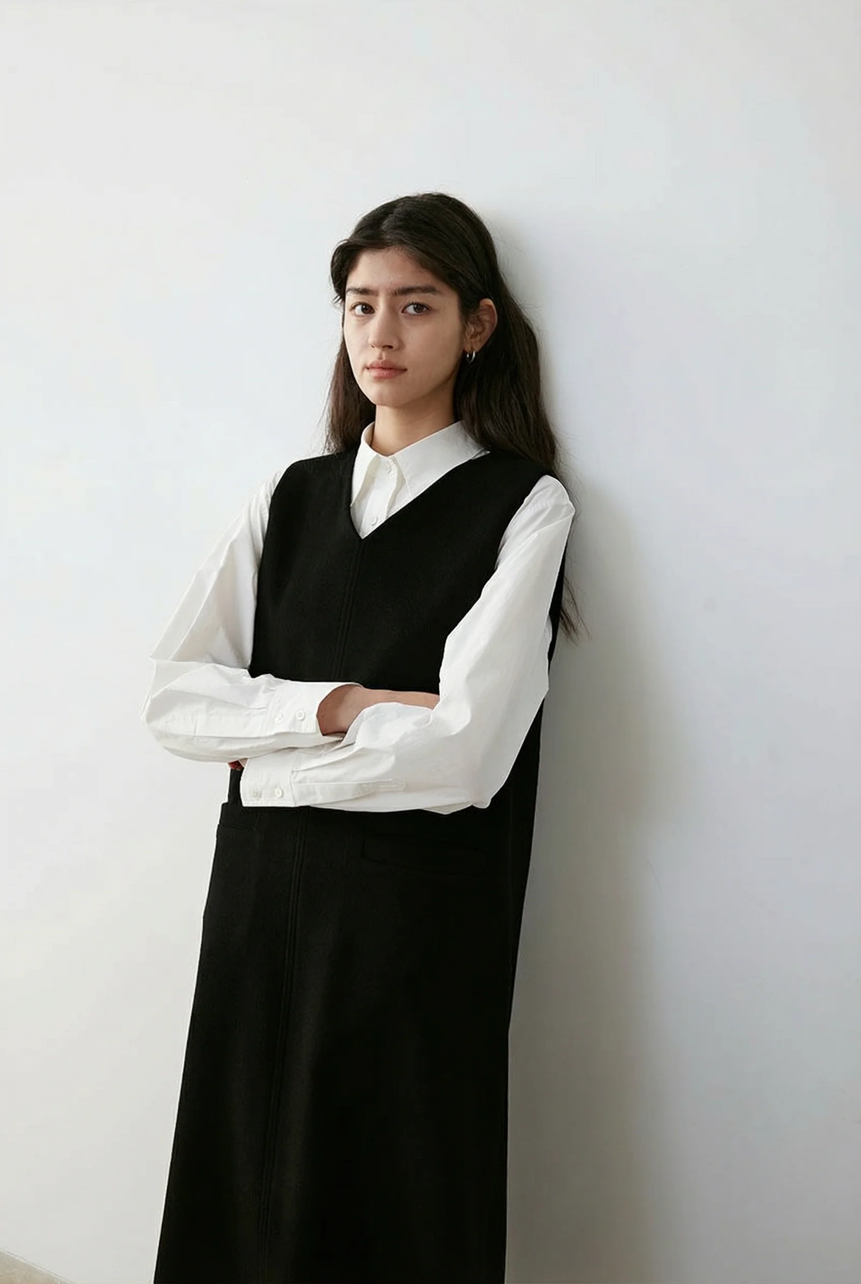 V-Neck Pinafore Dress