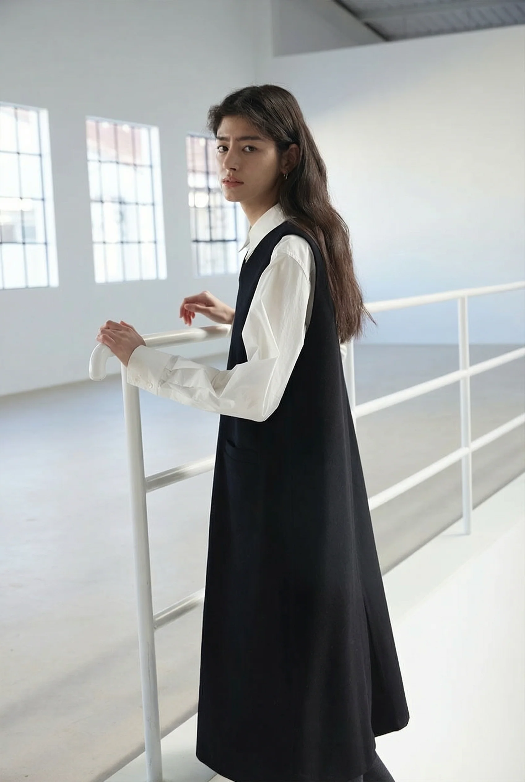 V-Neck Pinafore Dress - Image 2