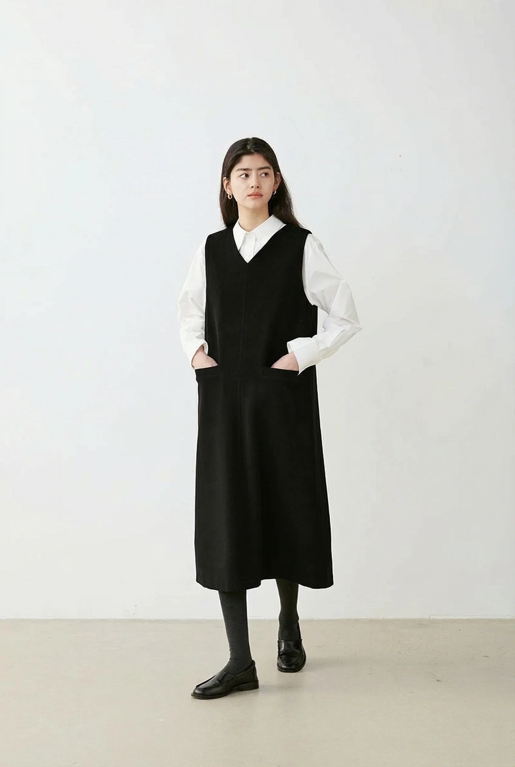 V-Neck Pinafore Dress - Image 3