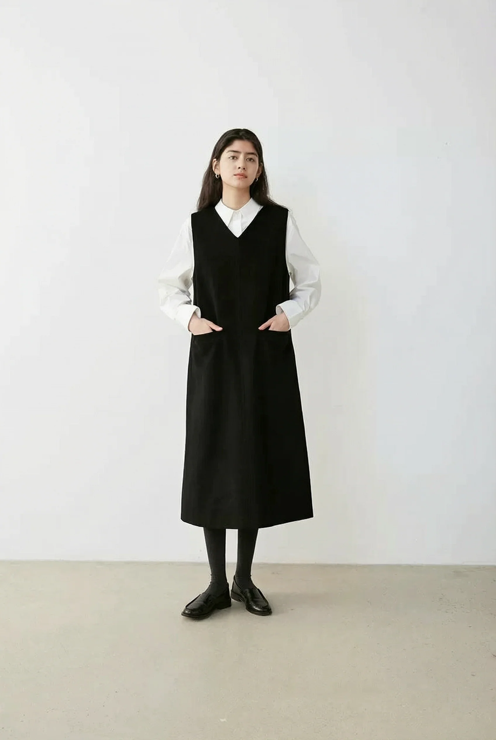 V-Neck Pinafore Dress - Image 4