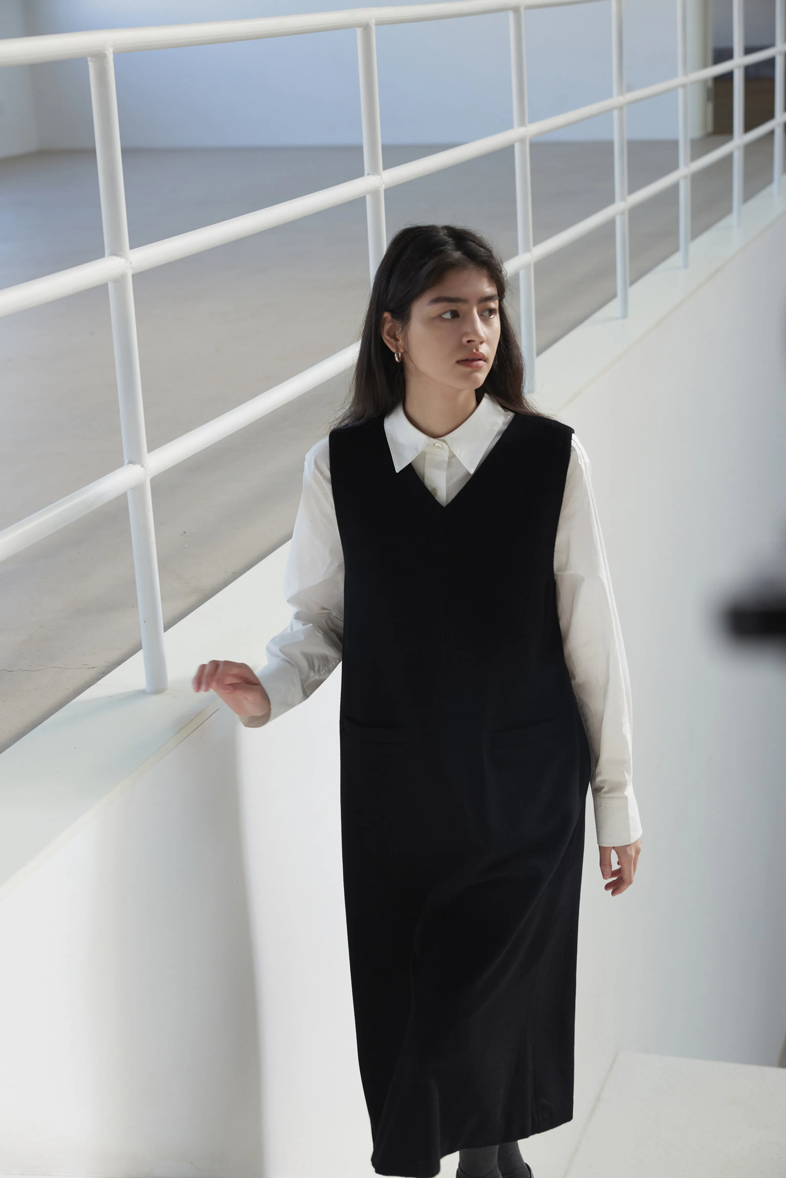 V-Neck Pinafore Dress - Image 6