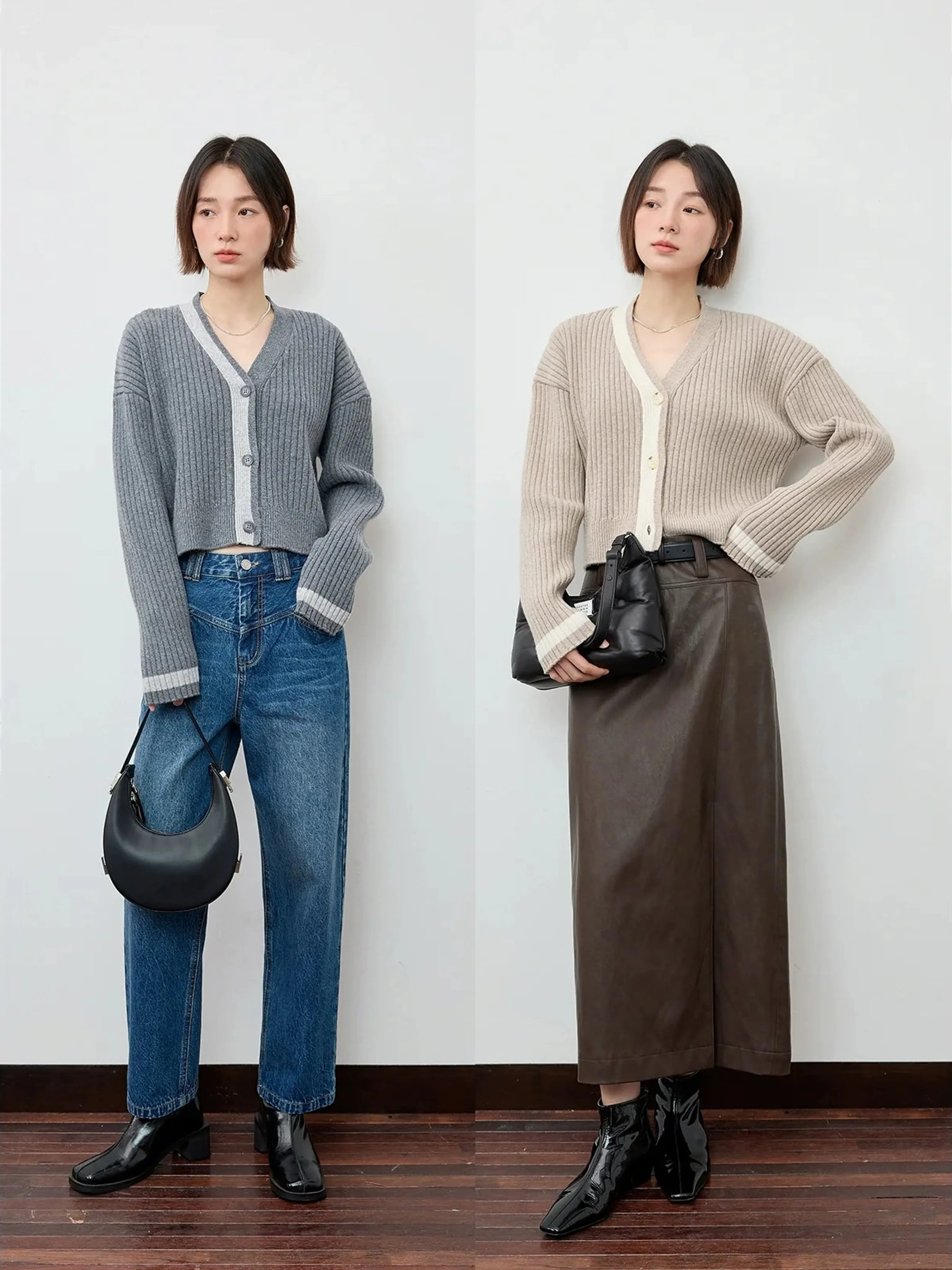 V-Neck Ribbed Cardigan