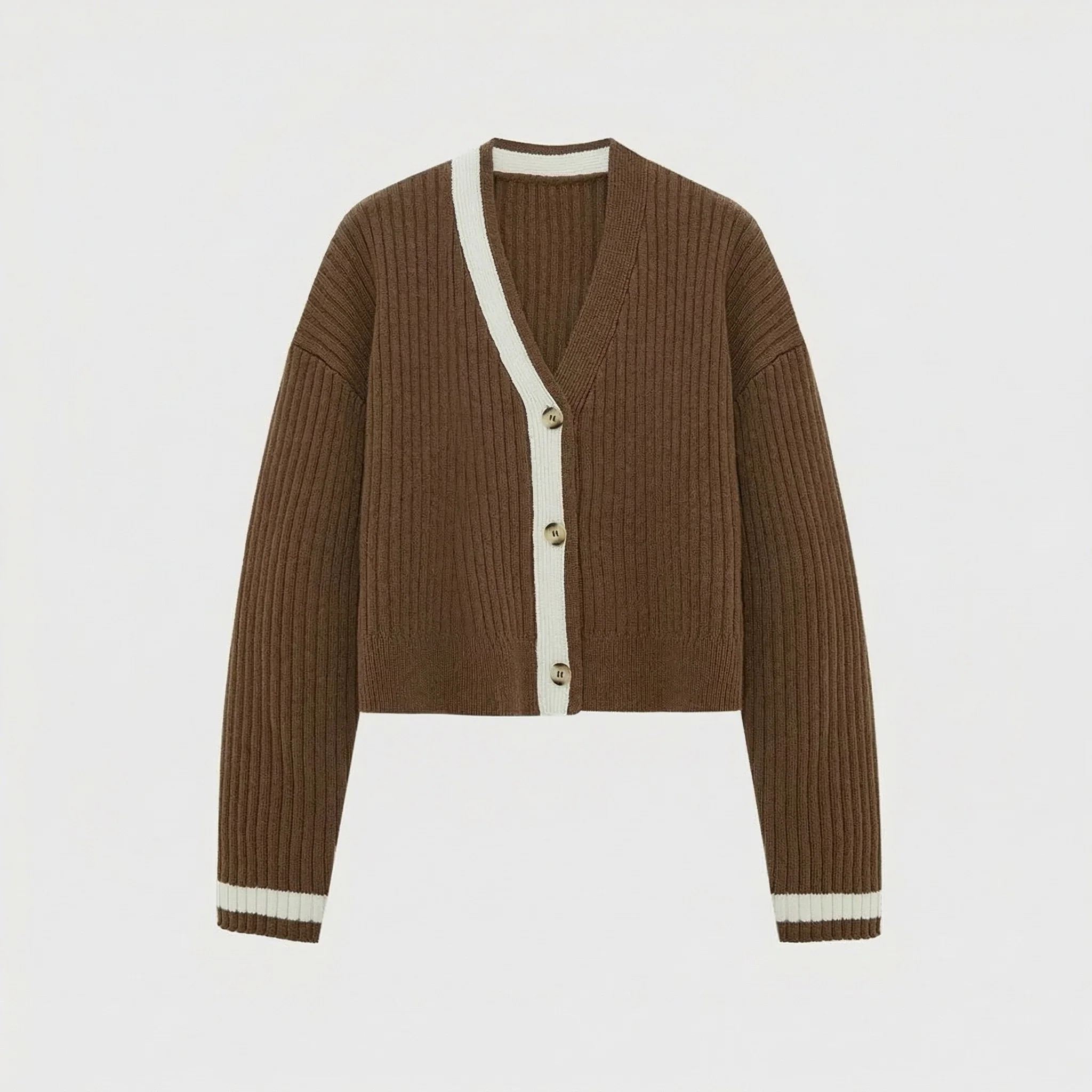 V-Neck Ribbed Cardigan - Image 5