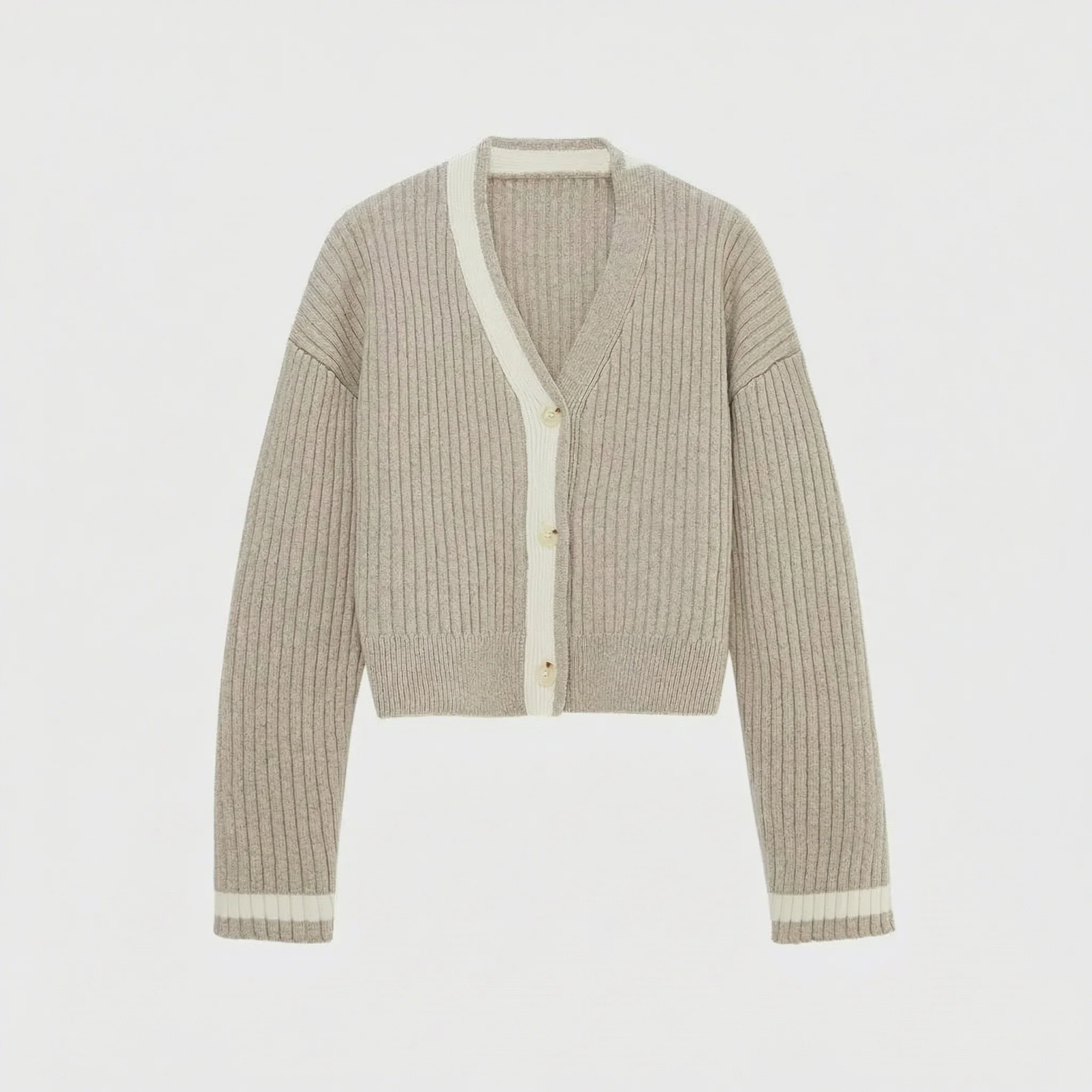V-Neck Ribbed Cardigan - Image 6