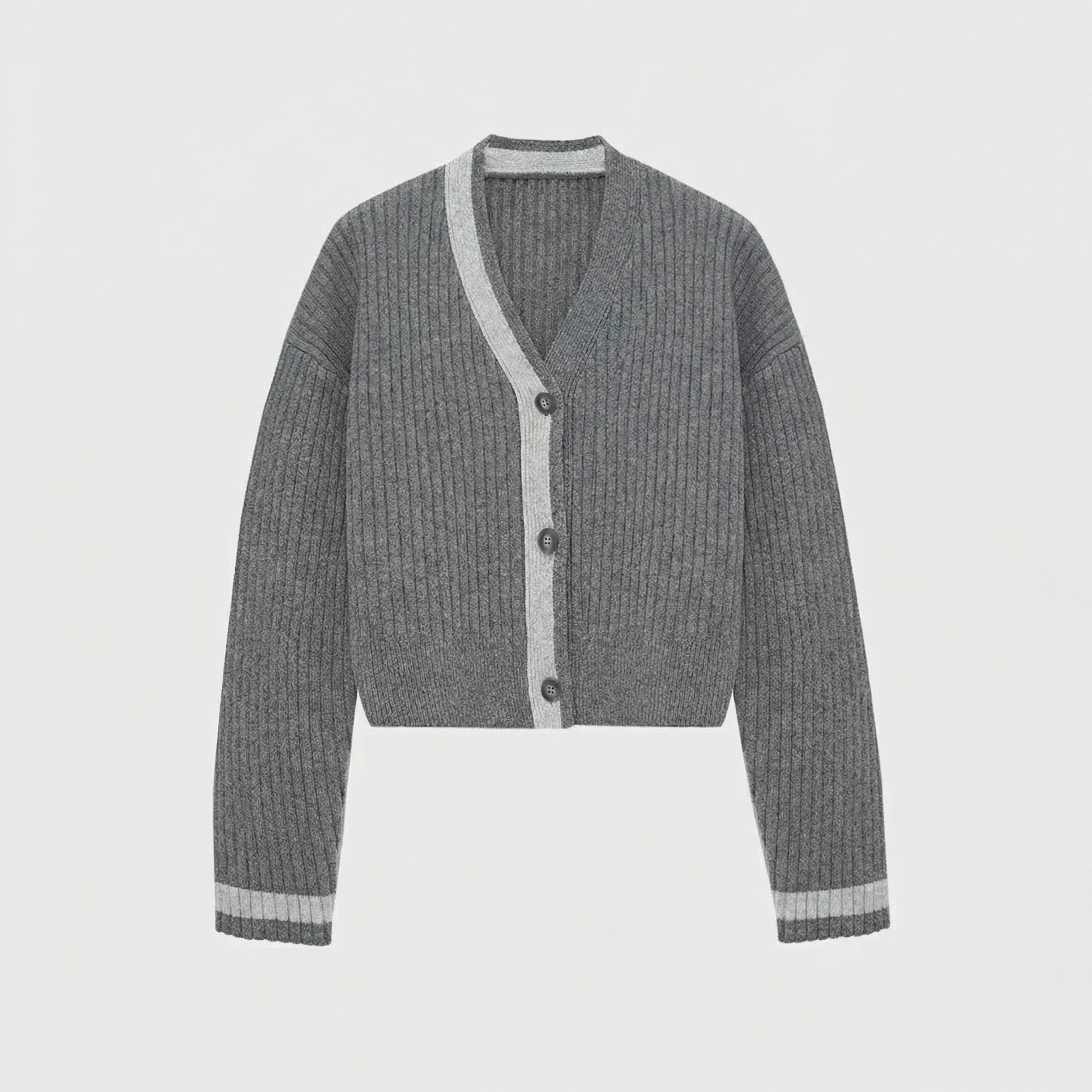 V-Neck Ribbed Cardigan - Image 7