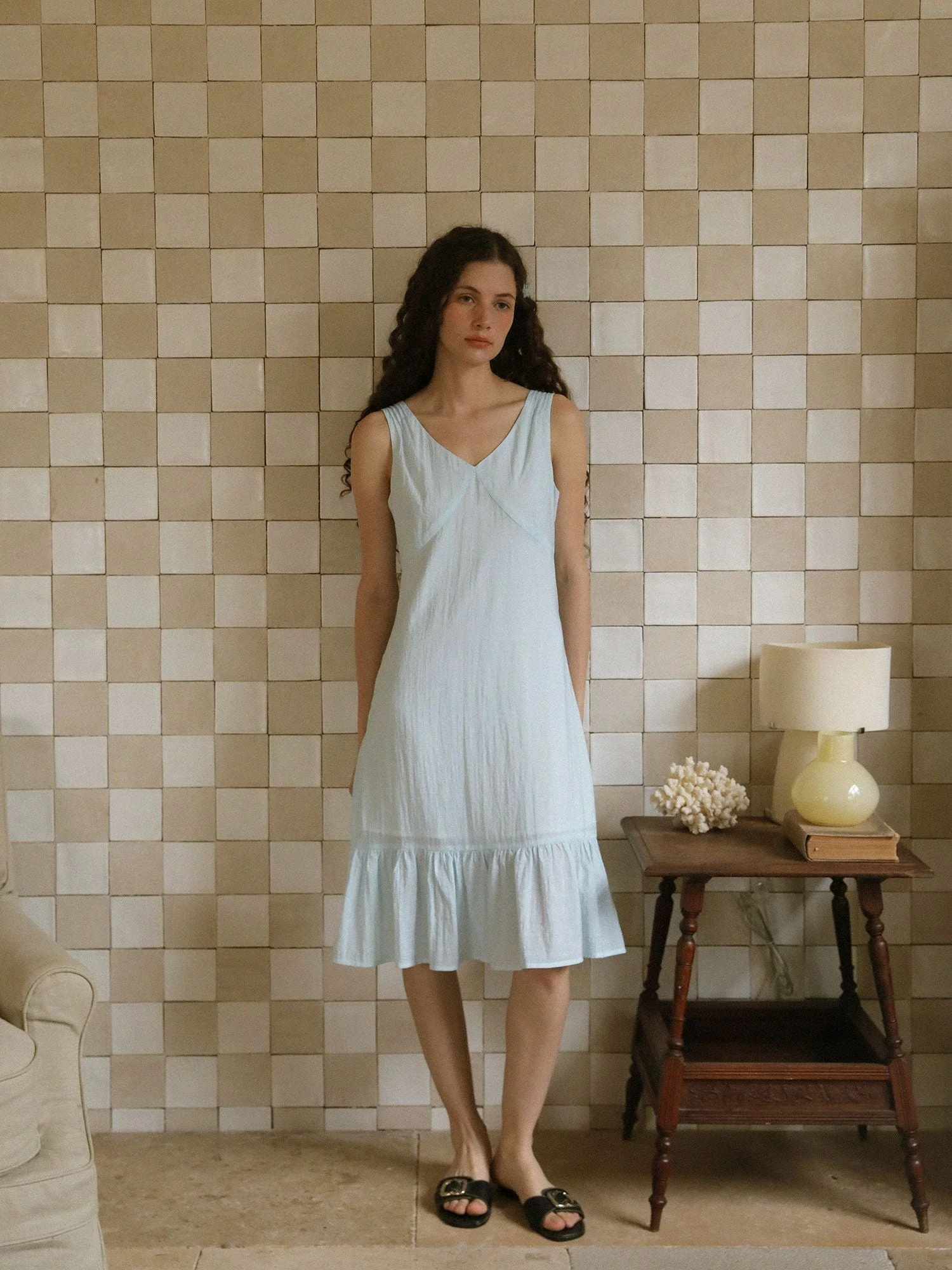 V-Neck Ruffle Dress