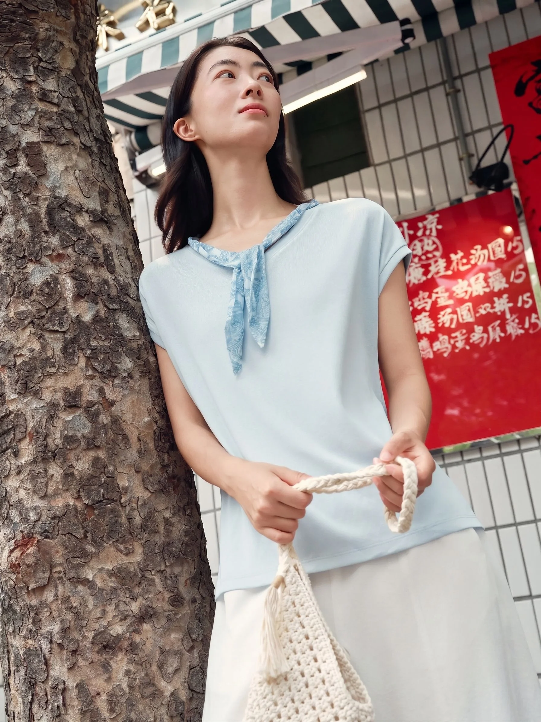 V-Neck Scarf Tee