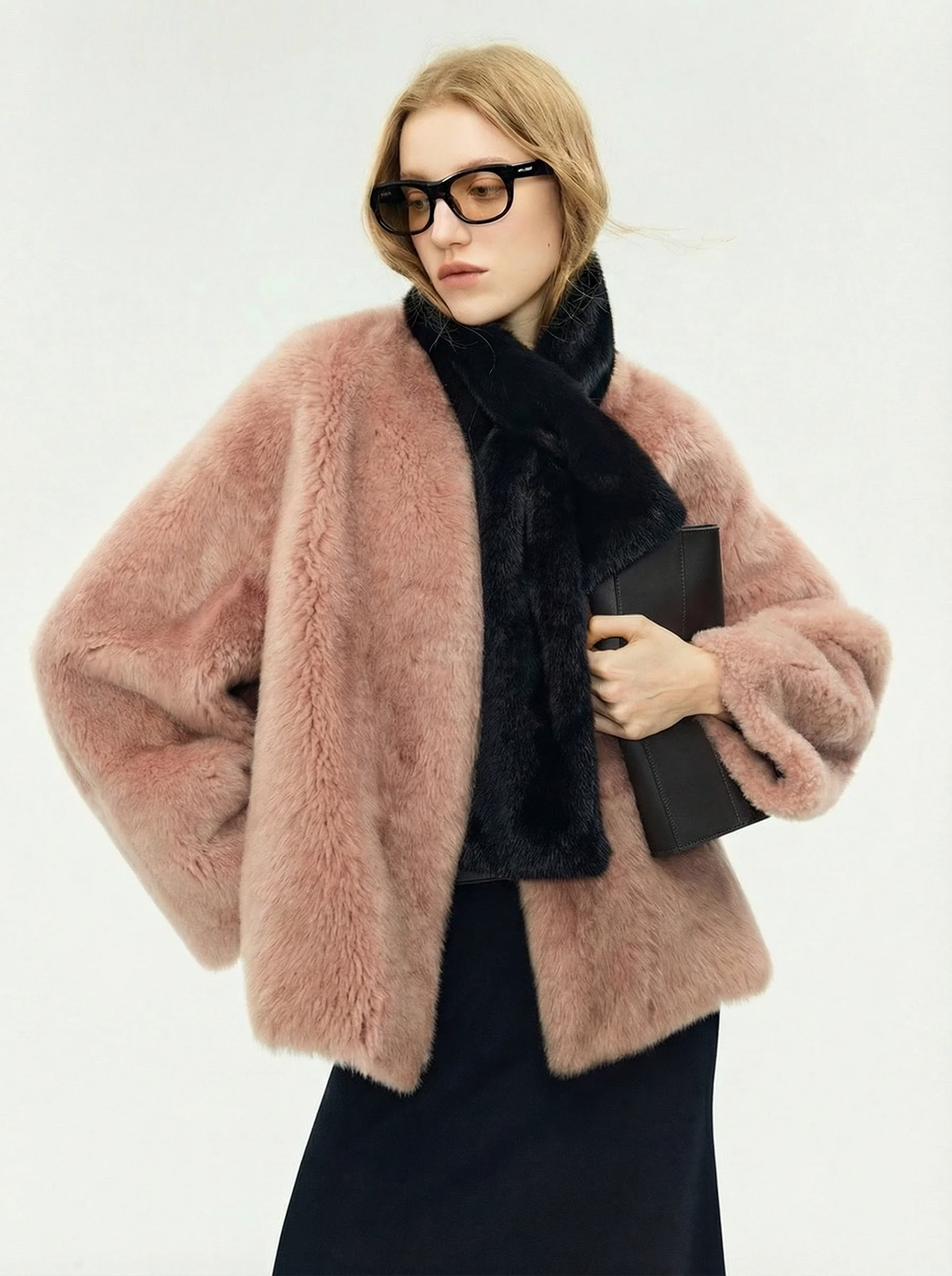 V-Neck Shearling Coat - Image 4