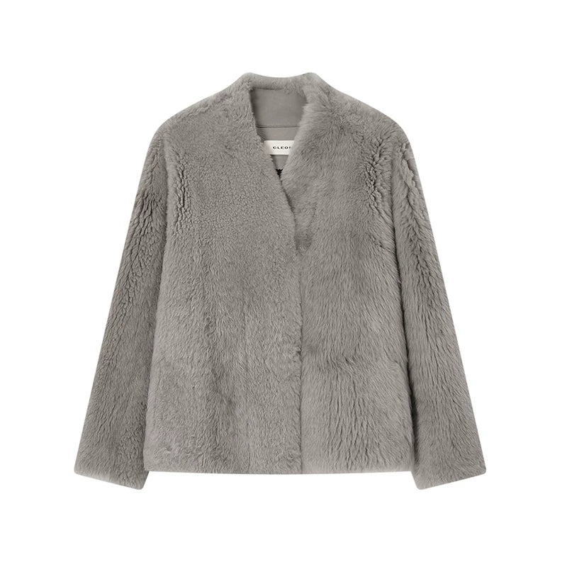 V-Neck Shearling Coat - Image 6
