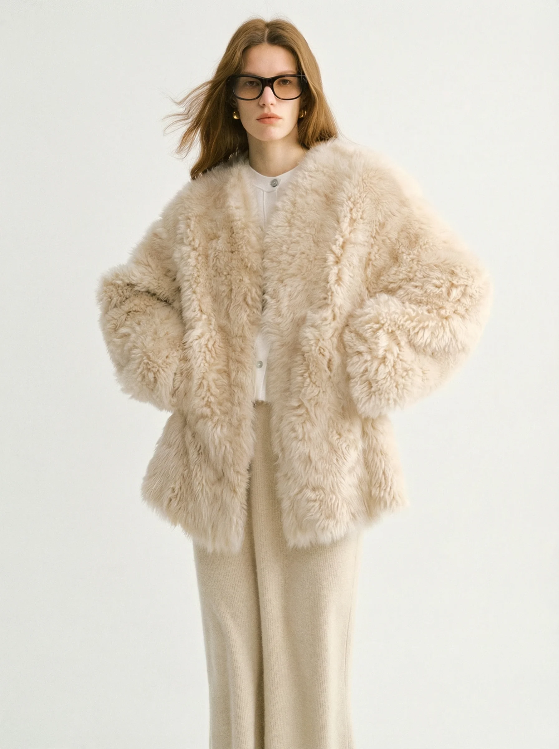 V-Neck Toscana Shearling Coat