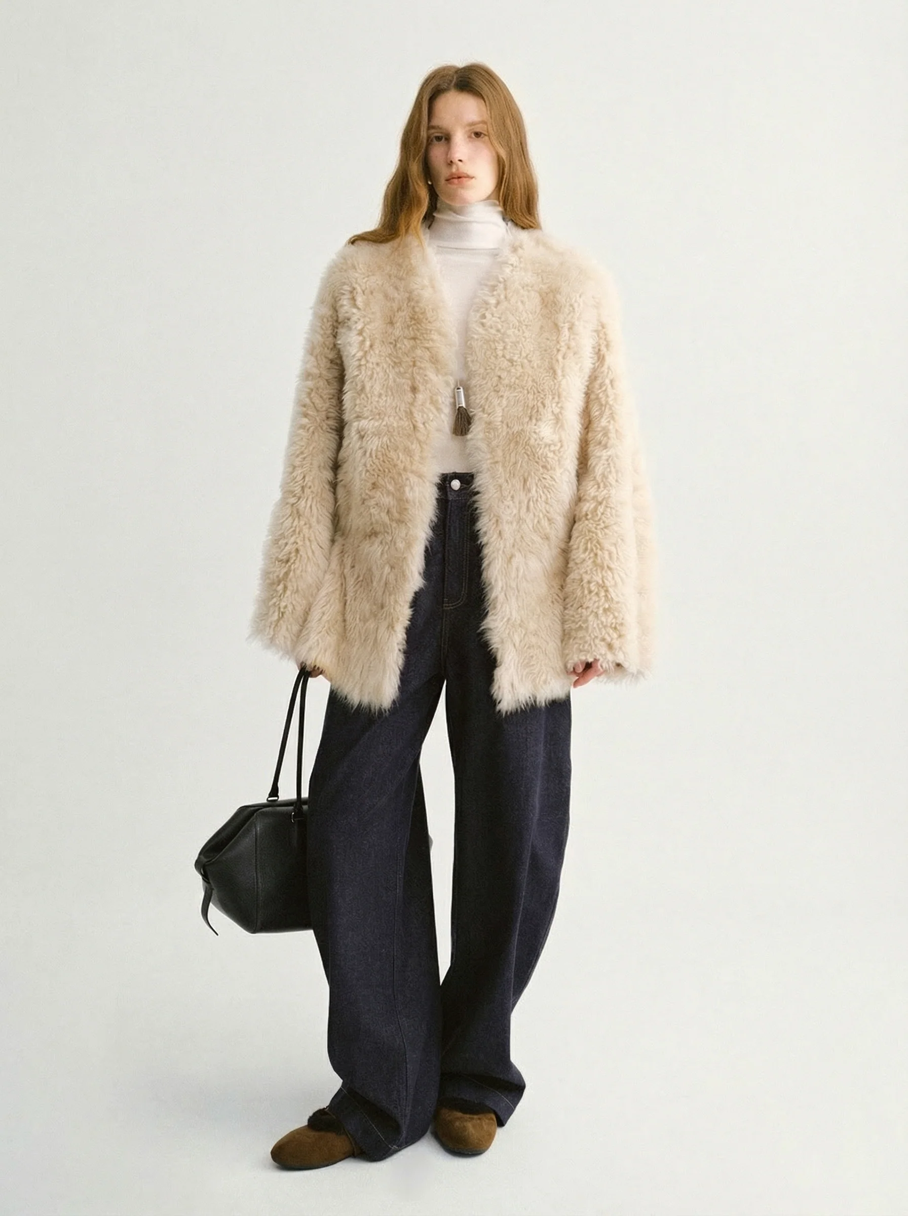 V-Neck Toscana Shearling Coat - Image 3