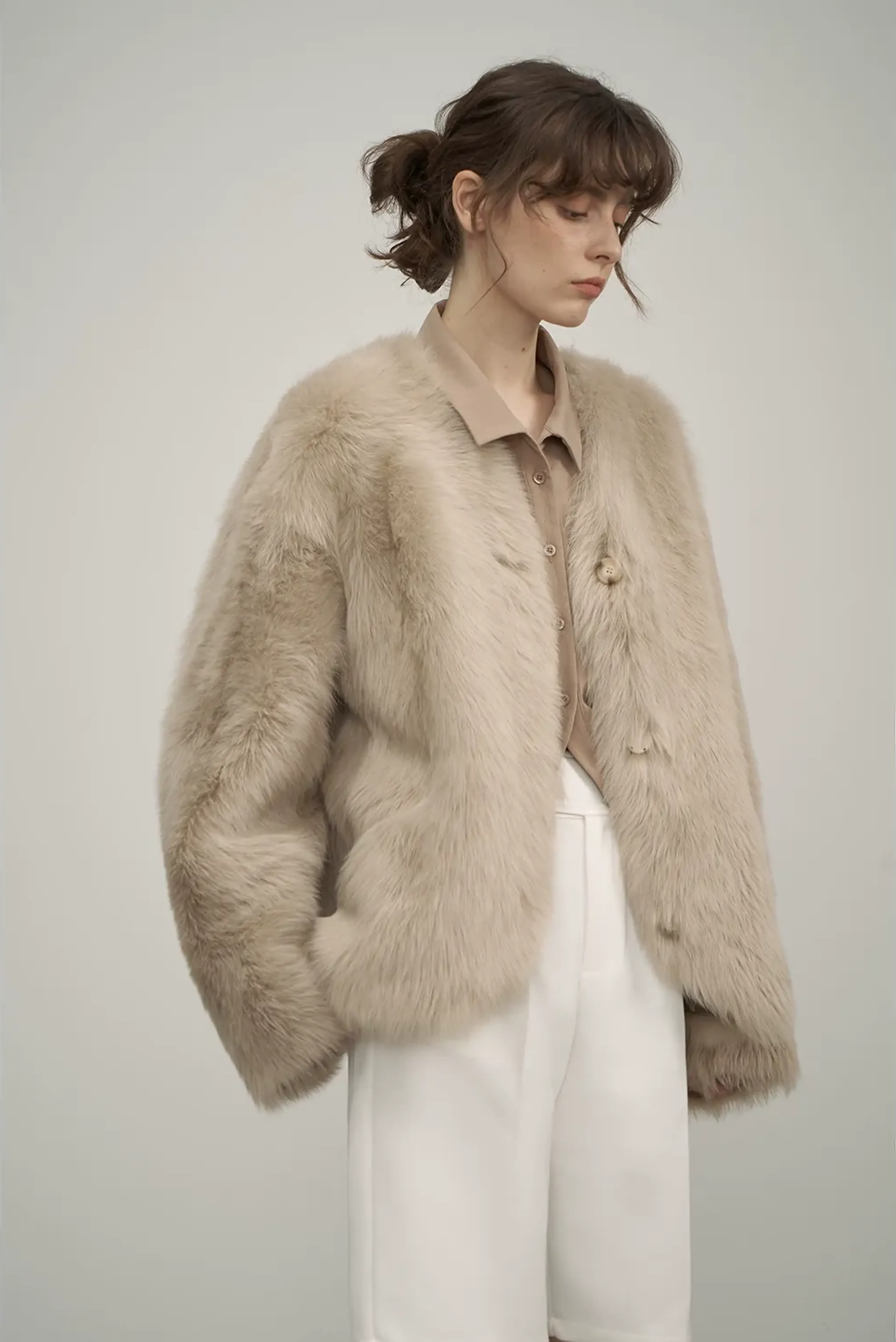 V‑Neck Toscana Shearling Jacket - Image 5