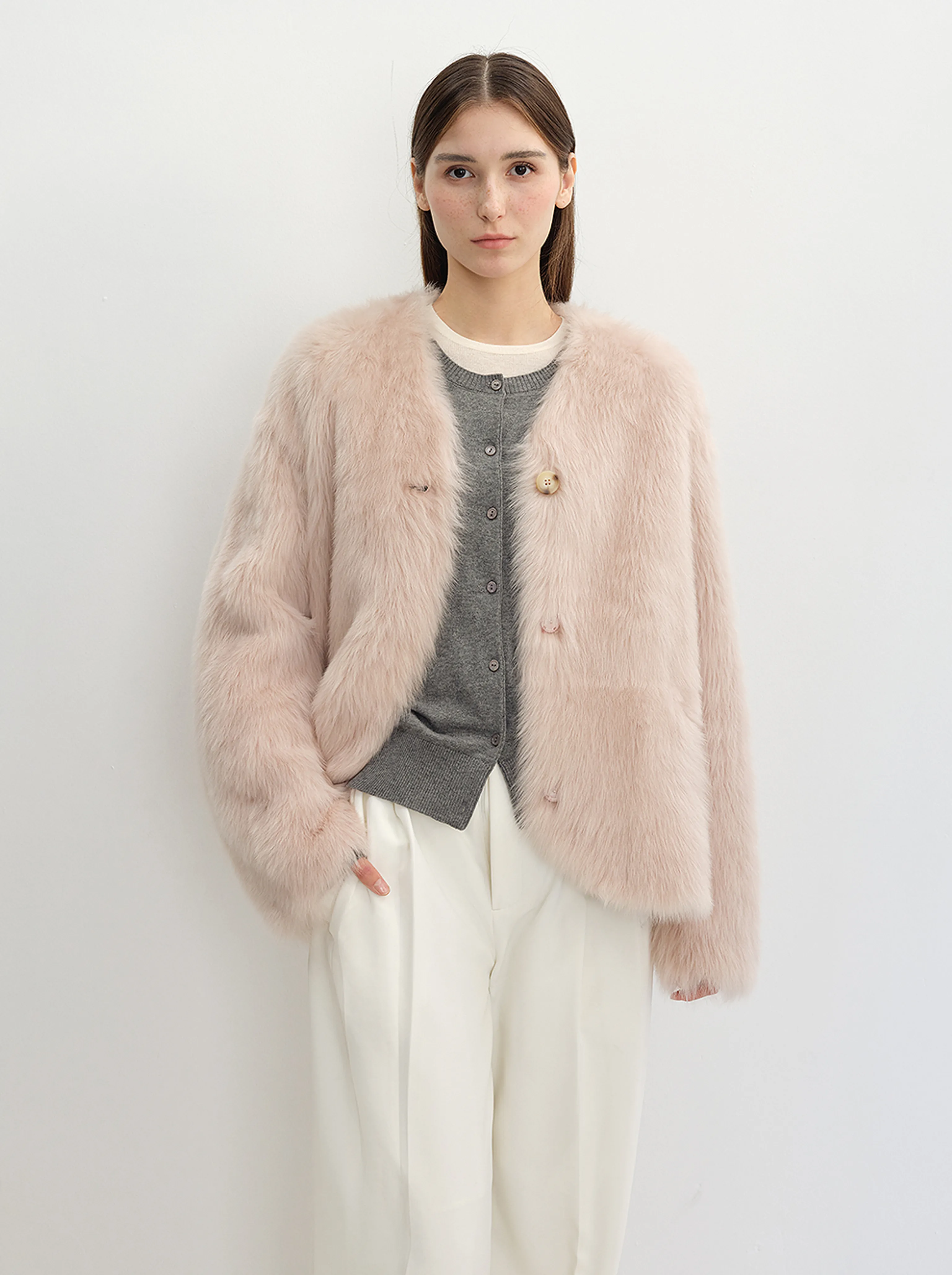 V‑Neck Toscana Shearling Jacket - Image 7