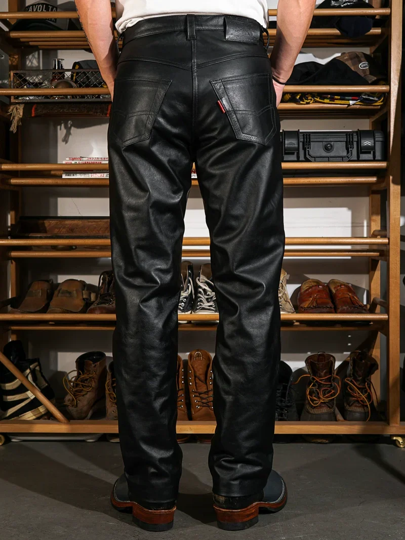 Vegetable-Tanned Calfskin Motorcycle Jeans - Image 2