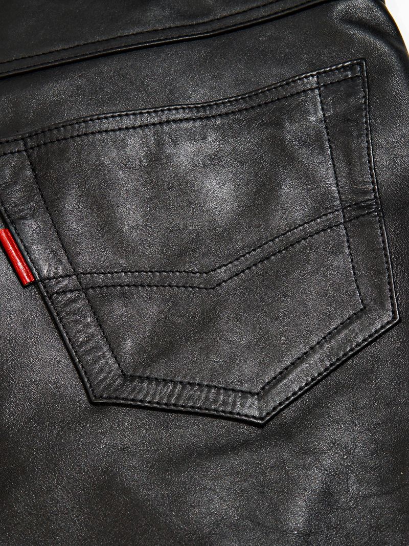 Vegetable-Tanned Calfskin Motorcycle Jeans - Image 6