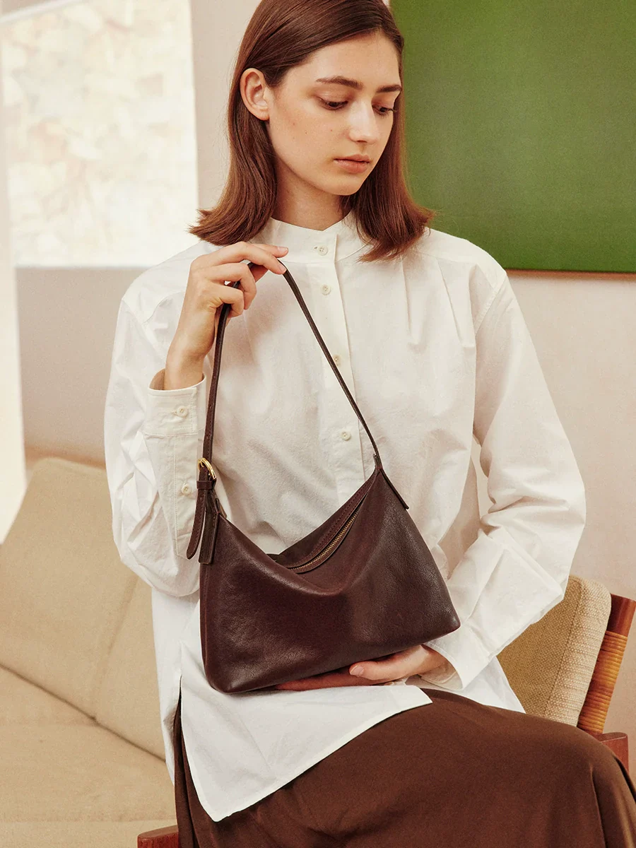 Vegetable-Tanned Cowhide Hobo Bag