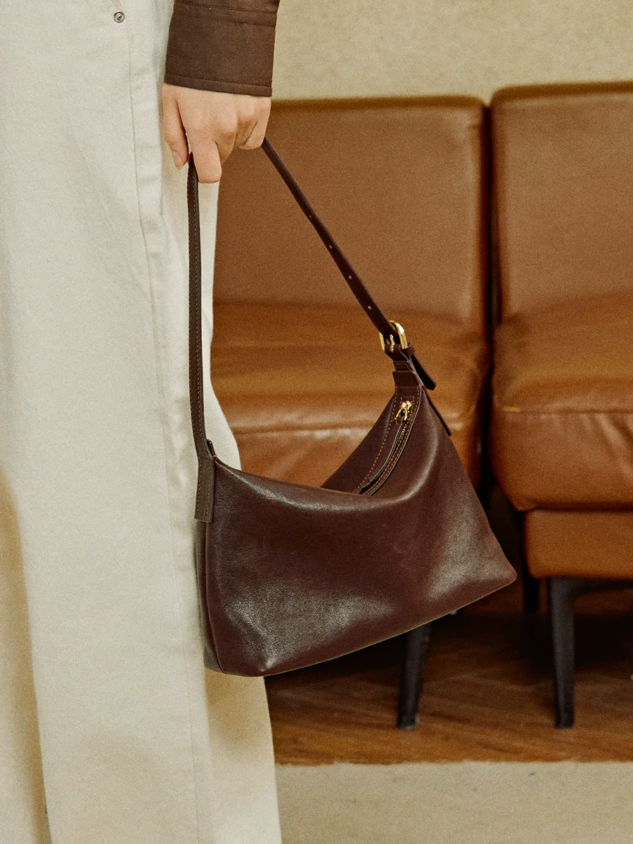 Vegetable-Tanned Cowhide Hobo Bag - Image 3