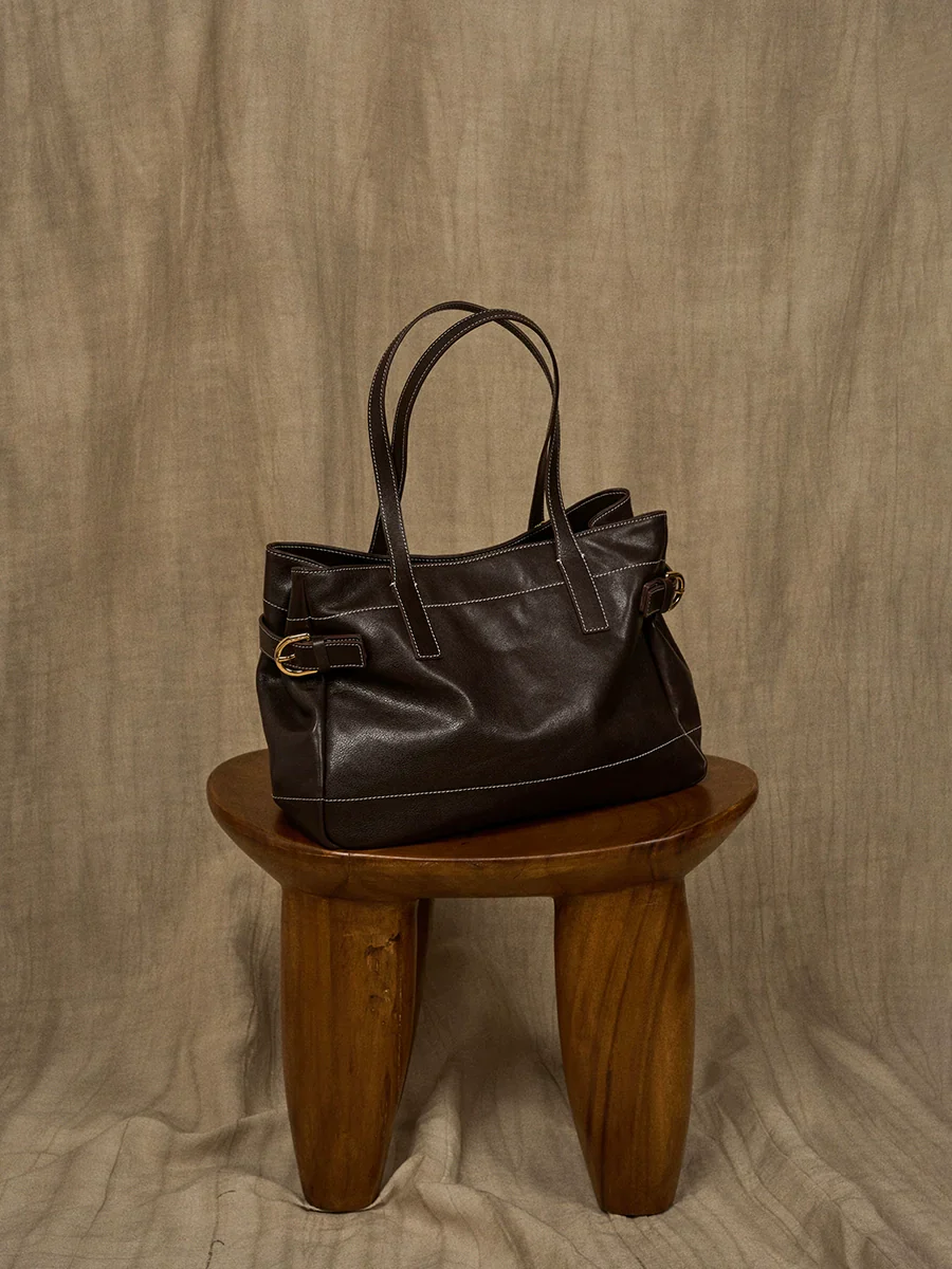 Vegetable-Tanned Cowhide Shoulder Tote - Image 6