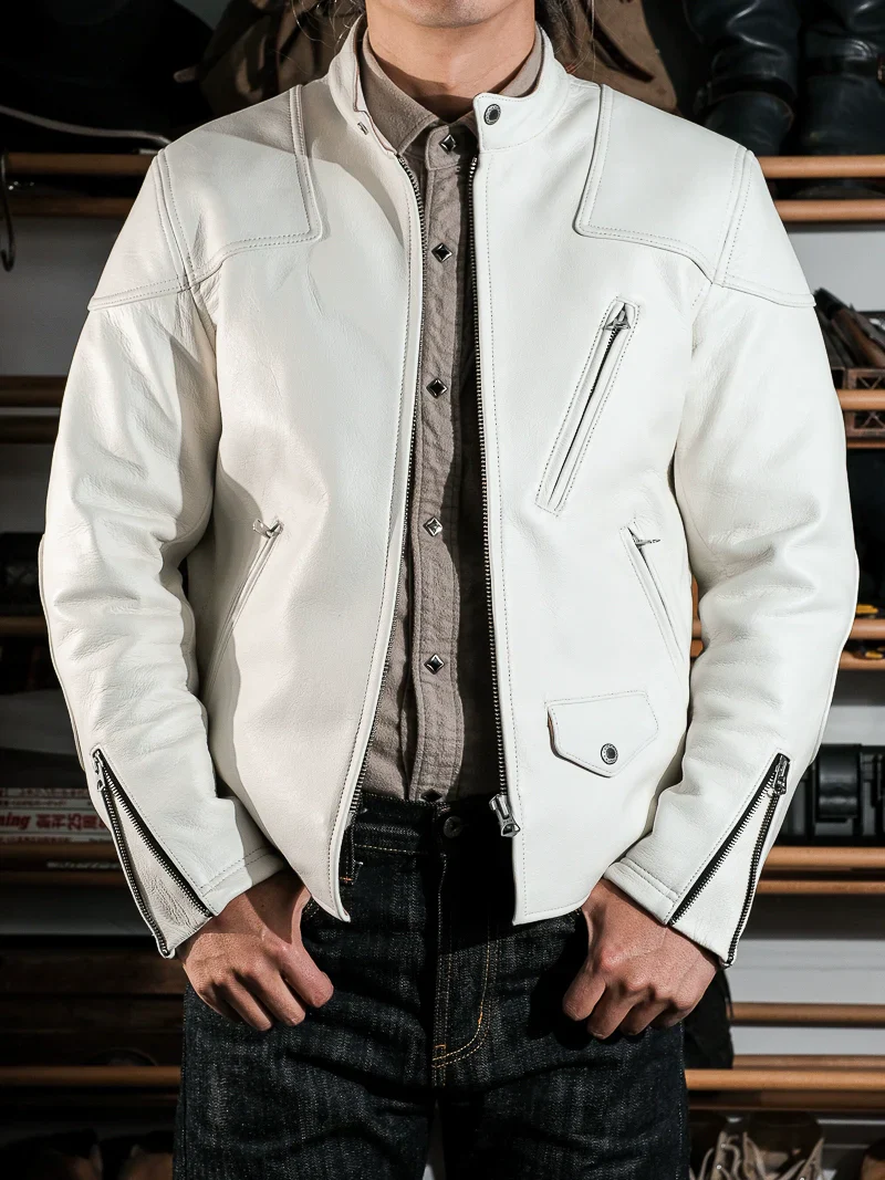 Vegetable-Tanned Goatskin Cafe Racer Jacket