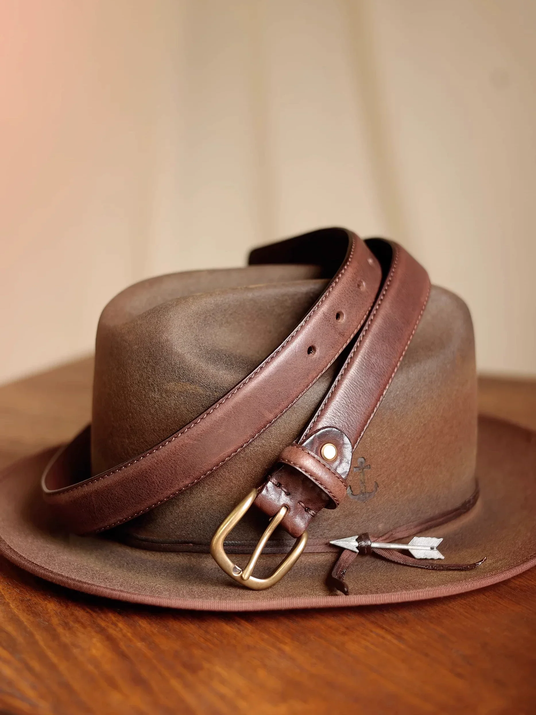Vegetable-Tanned Leather Belt 3 cm