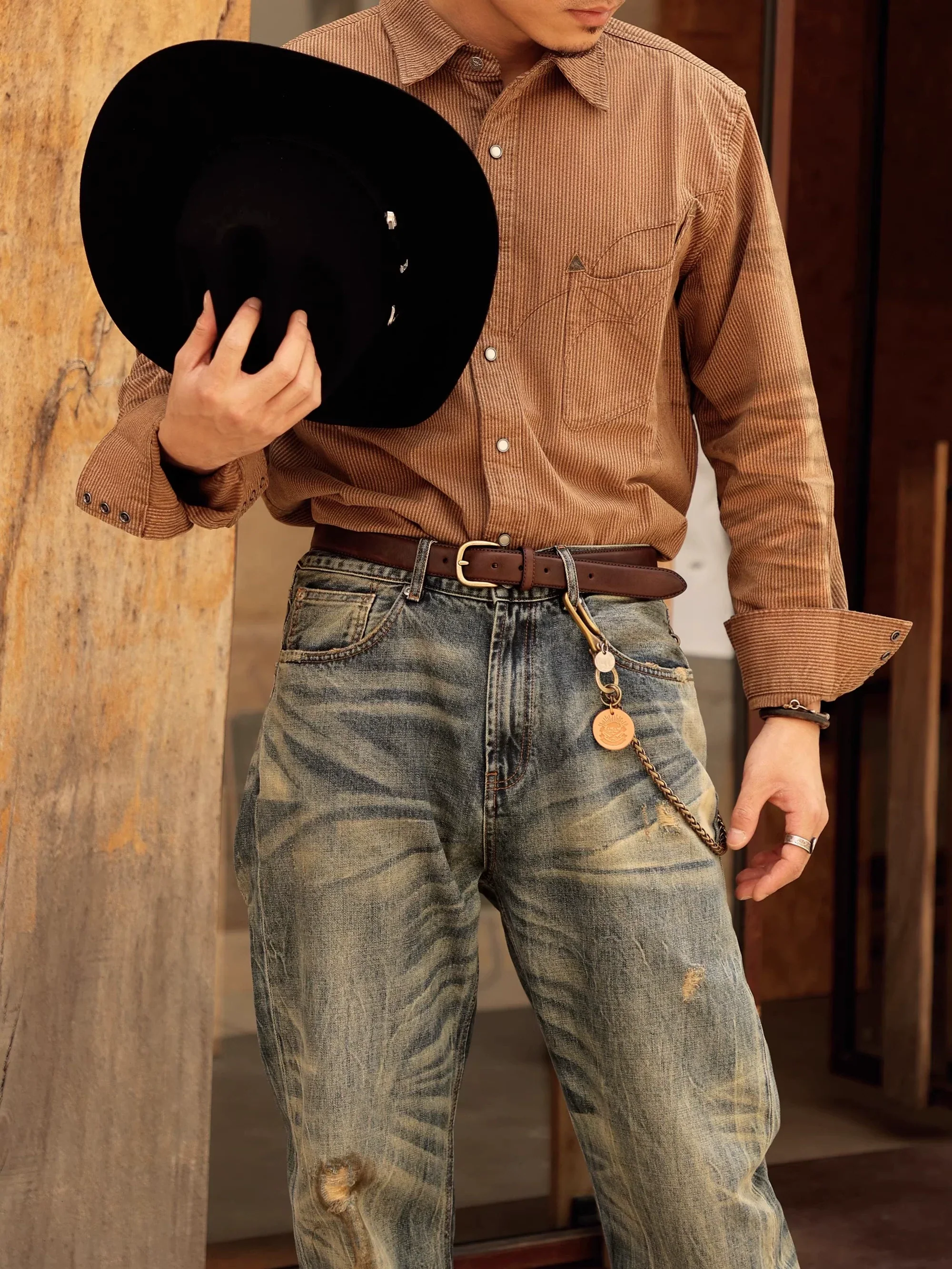Vegetable-Tanned Leather Belt 3 cm - Image 4