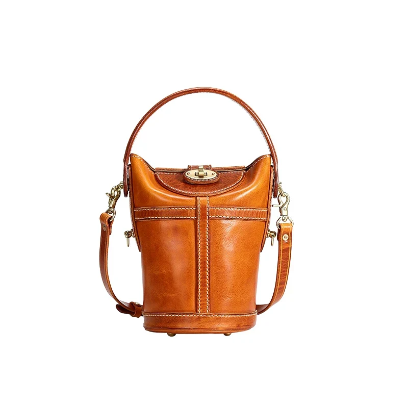 Vegetable Tanned Leather Bucket Bag - Image 2