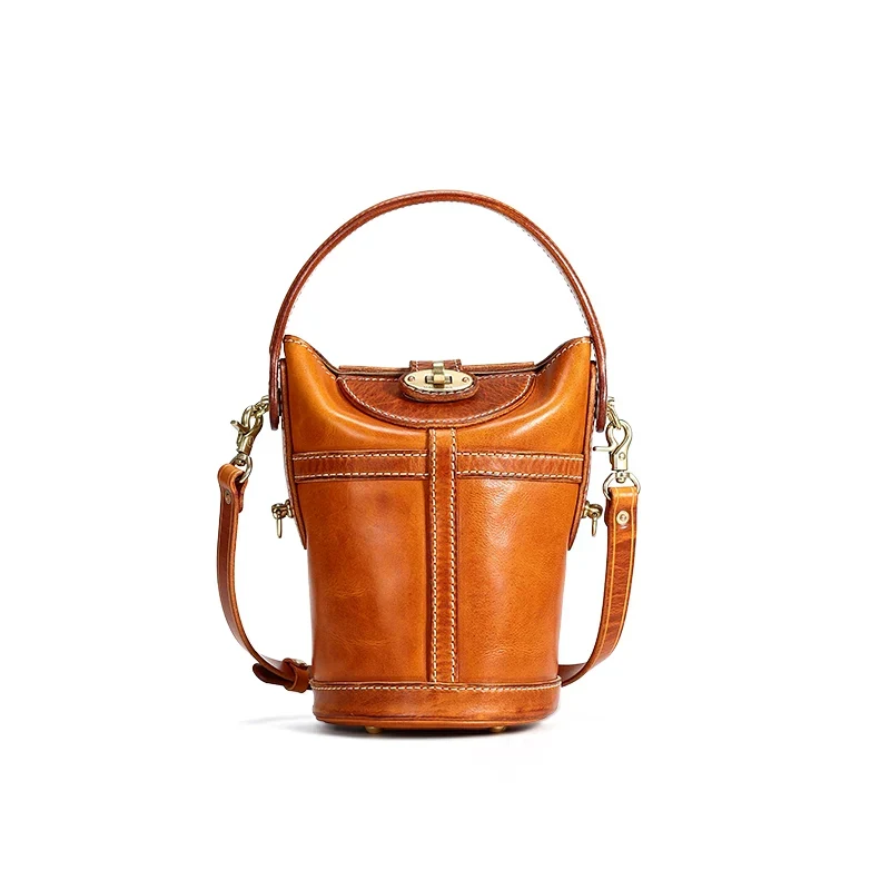 Vegetable Tanned Leather Bucket Bag - Image 3