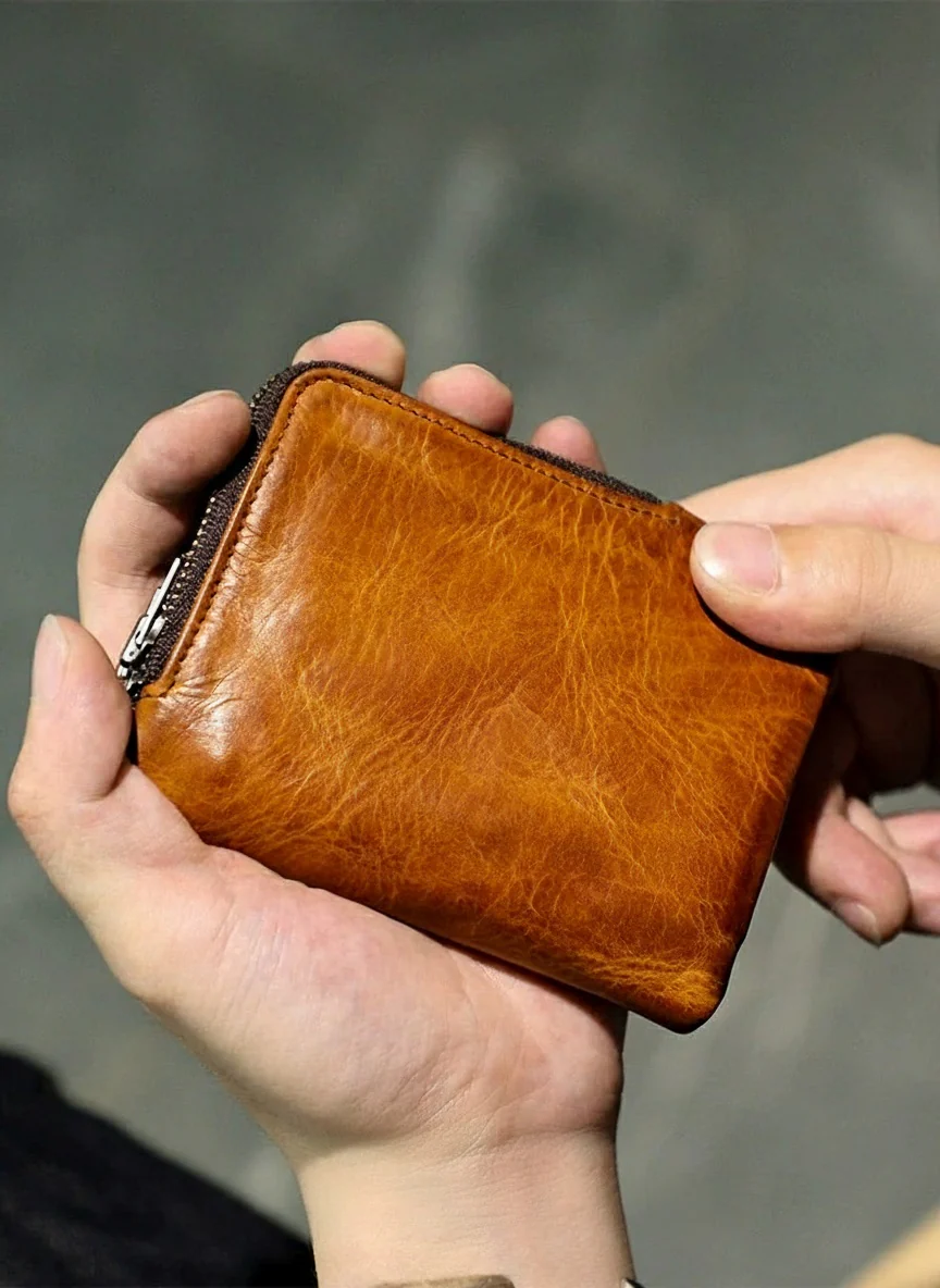 Vegetable-Tanned Leather Zip-Around Wallet