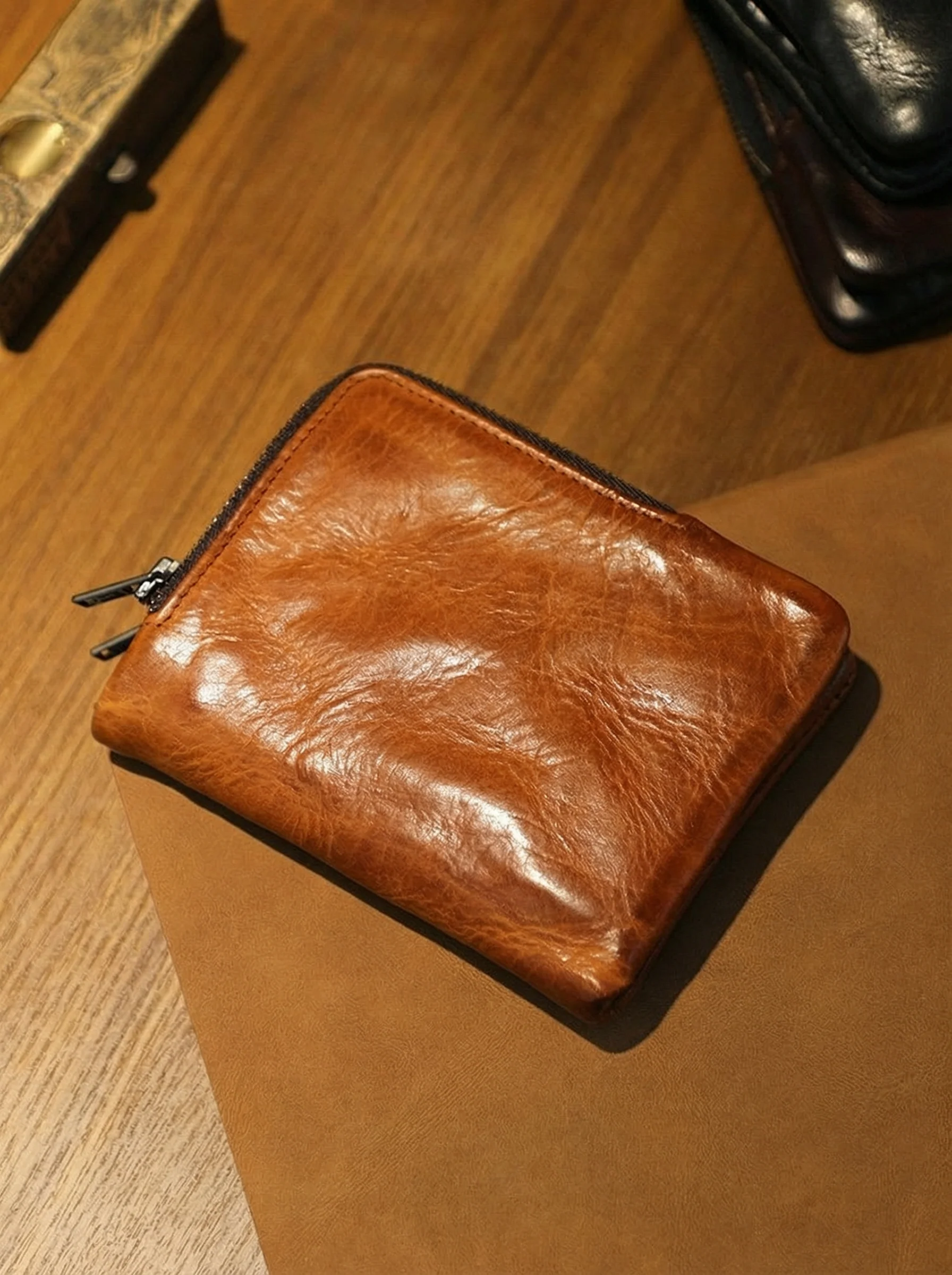Vegetable-Tanned Leather Zip-Around Wallet - Image 2